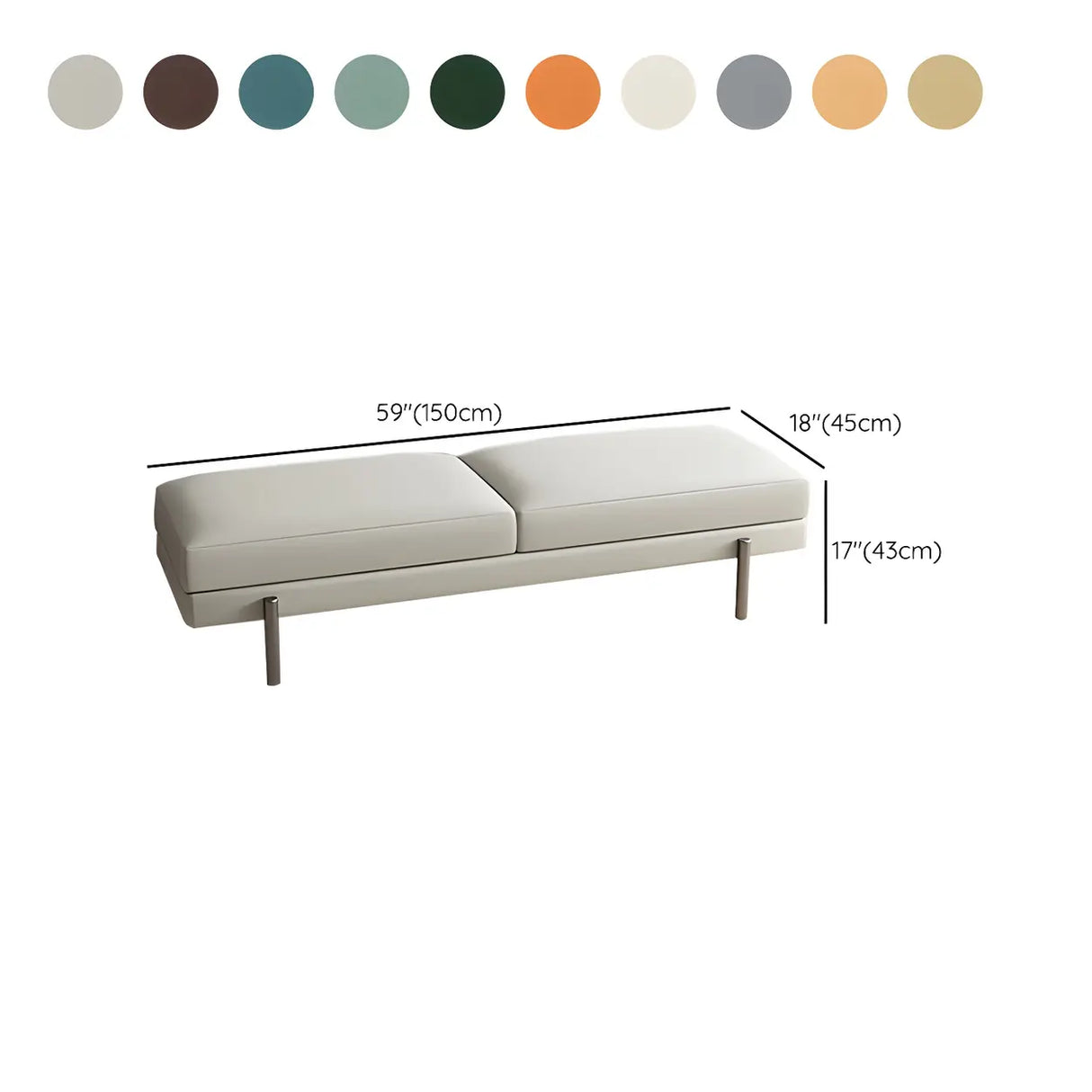 Orange Upholstered Short Bedroom Bench with Legs Image - 22