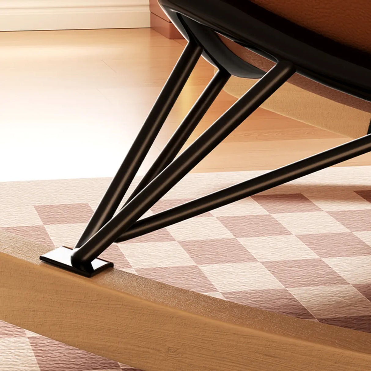 Orange Upholstered Wood Leg Small Height Rocking Chair Image - 8