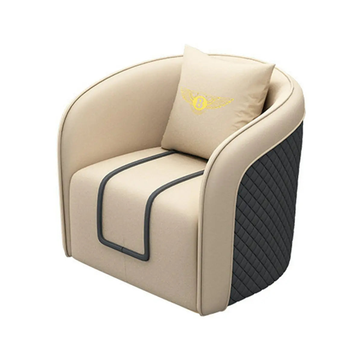 Orange Water Resistant Leather Patchwork Arm Chair Image - 5