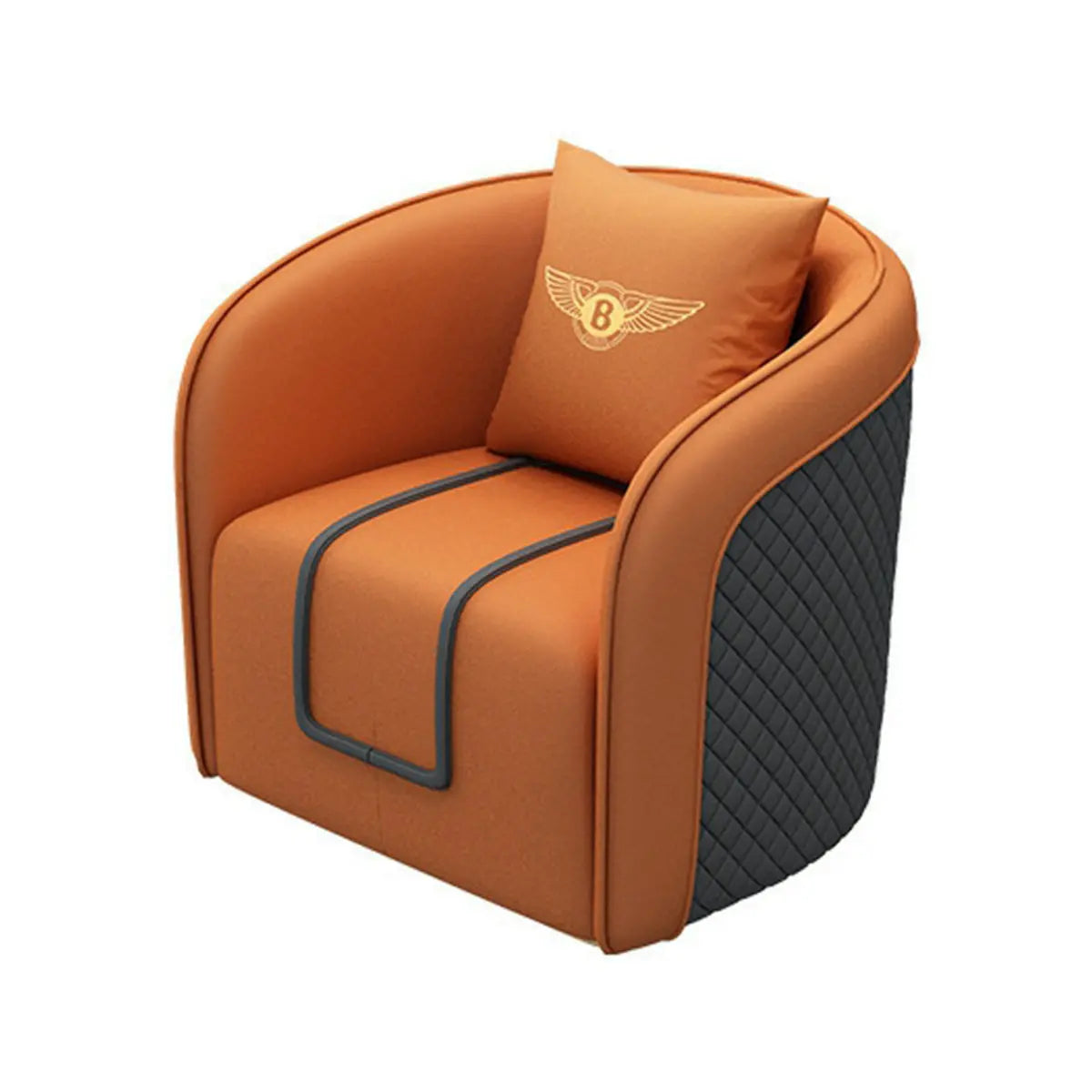 Orange Water Resistant Leather Patchwork Arm Chair Image - 6