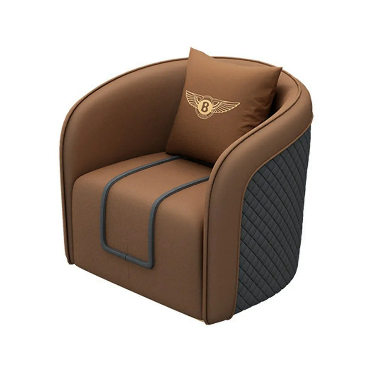 Orange Water Resistant Leather Patchwork Arm Chair Image - 7