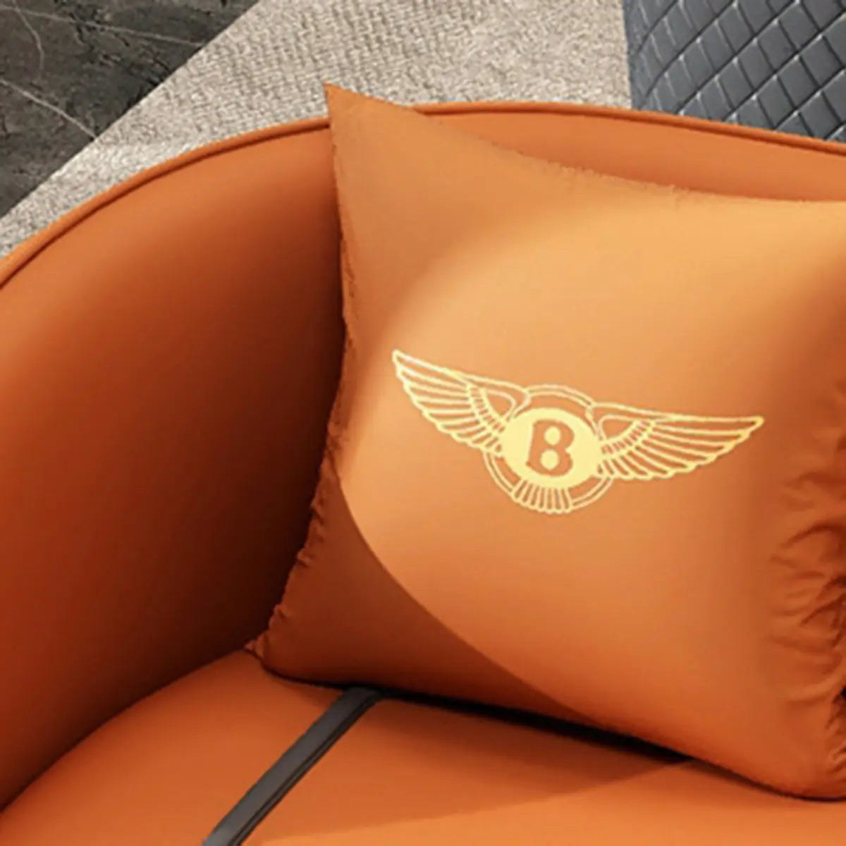 Orange Water Resistant Leather Patchwork Arm Chair Image - 8