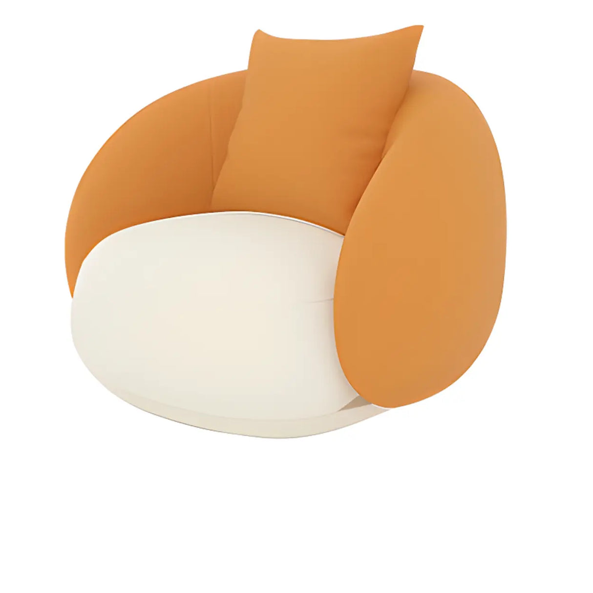 Orange-White Leather Sloped Arms Tight Back Curved Sofa Image - 10