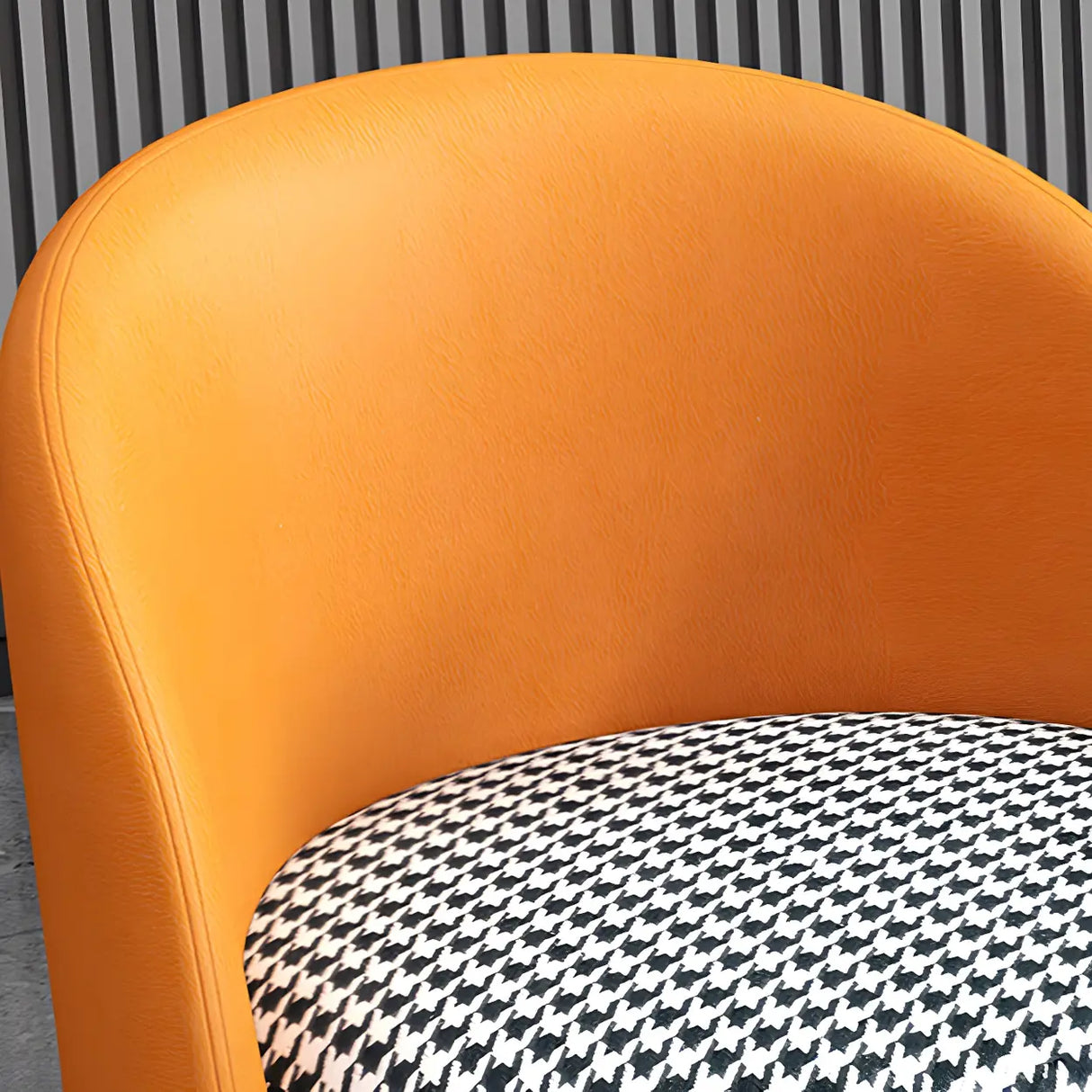 Orange-White Recessed Arm Low-Back Barrel Vanity Stool Image - 14