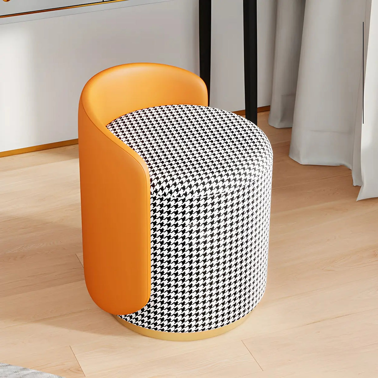 Orange-White Recessed Arm Low-Back Barrel Vanity Stool Image - 8