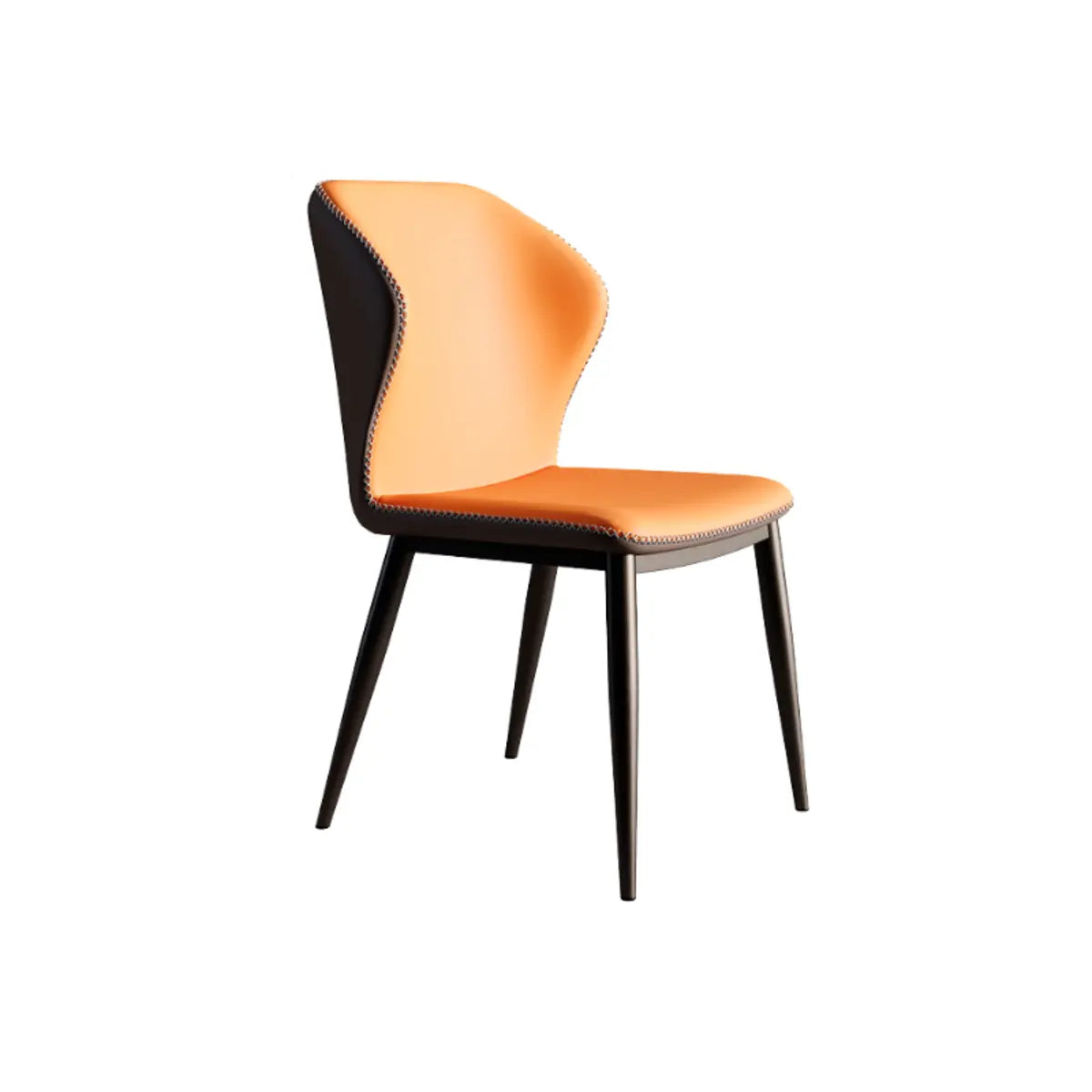 Orange Wingback Faux Leather Upholstered Dining Chair Image - 10