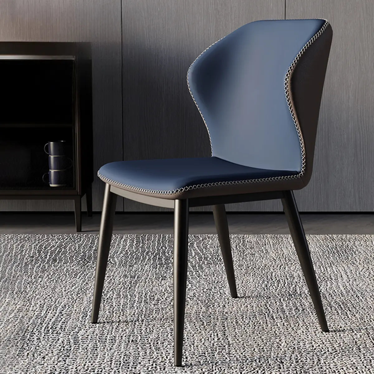 Orange Wingback Faux Leather Upholstered Dining Chair Image - 11