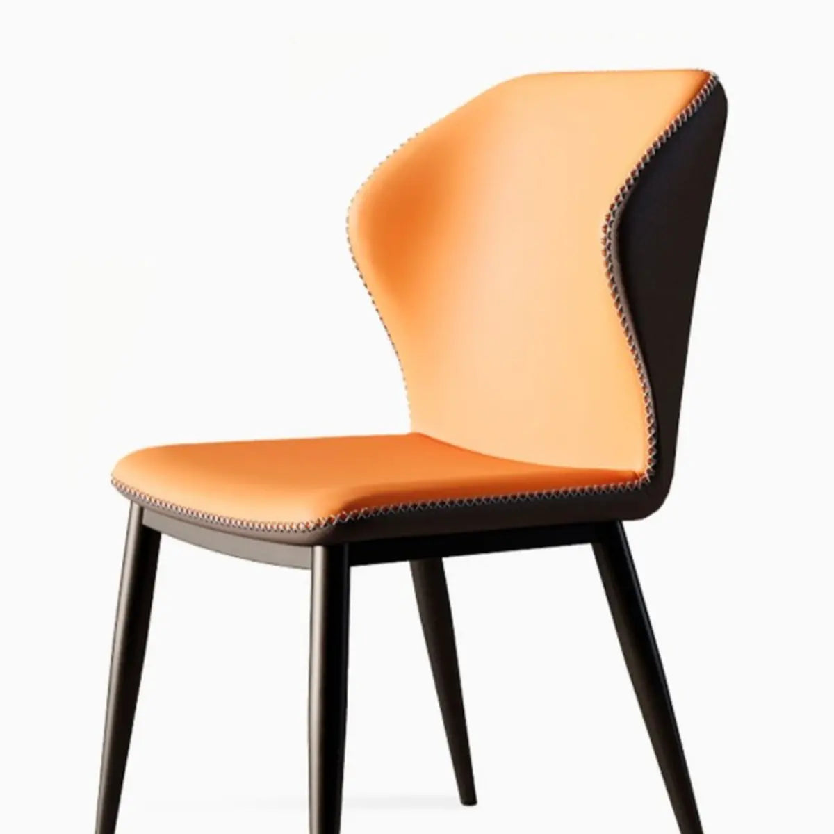 Orange Wingback Faux Leather Upholstered Dining Chair Image - 12