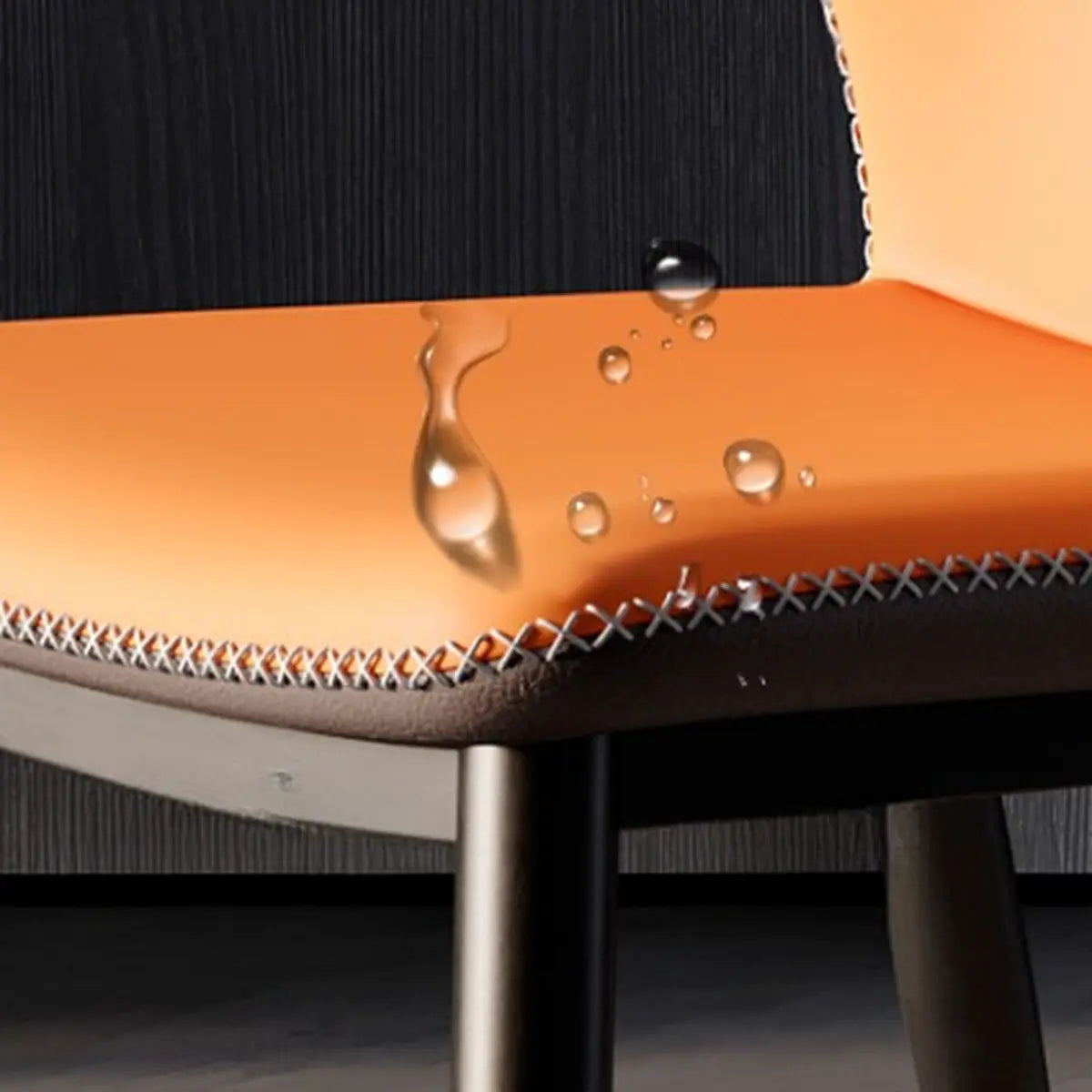 Orange Wingback Faux Leather Upholstered Dining Chair Image - 15