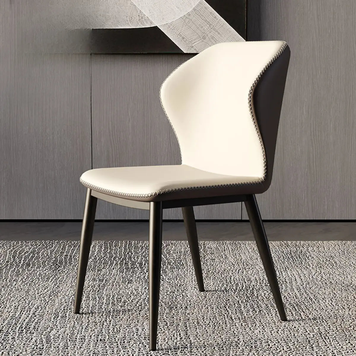 Orange Wingback Faux Leather Upholstered Dining Chair Image - 7