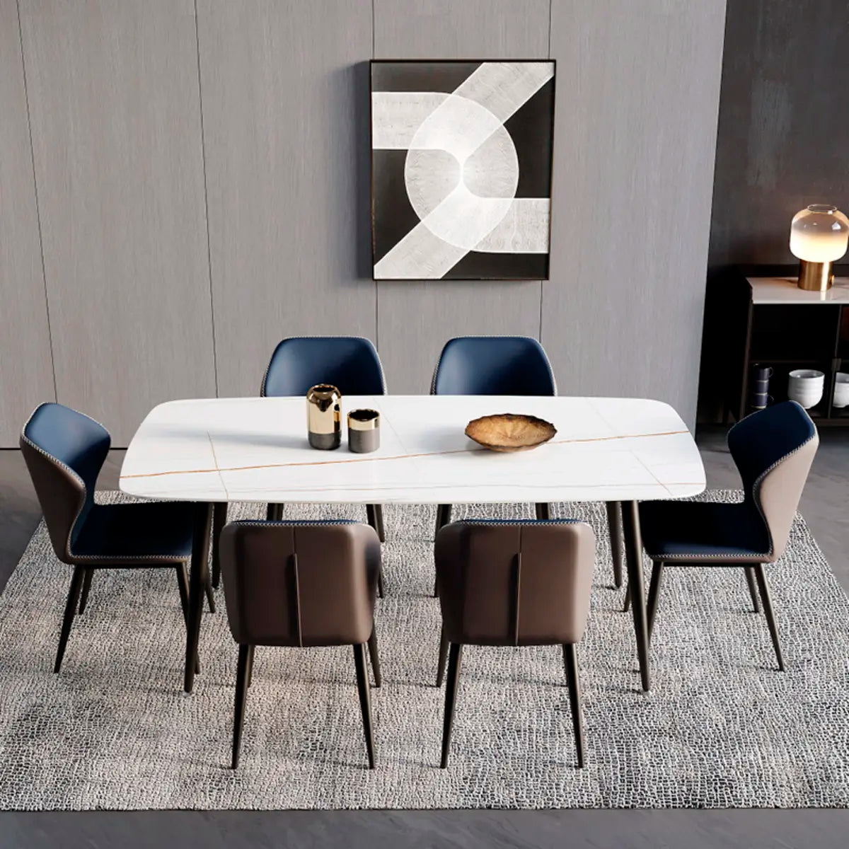 Orange Wingback Faux Leather Upholstered Dining Chair Image - 8