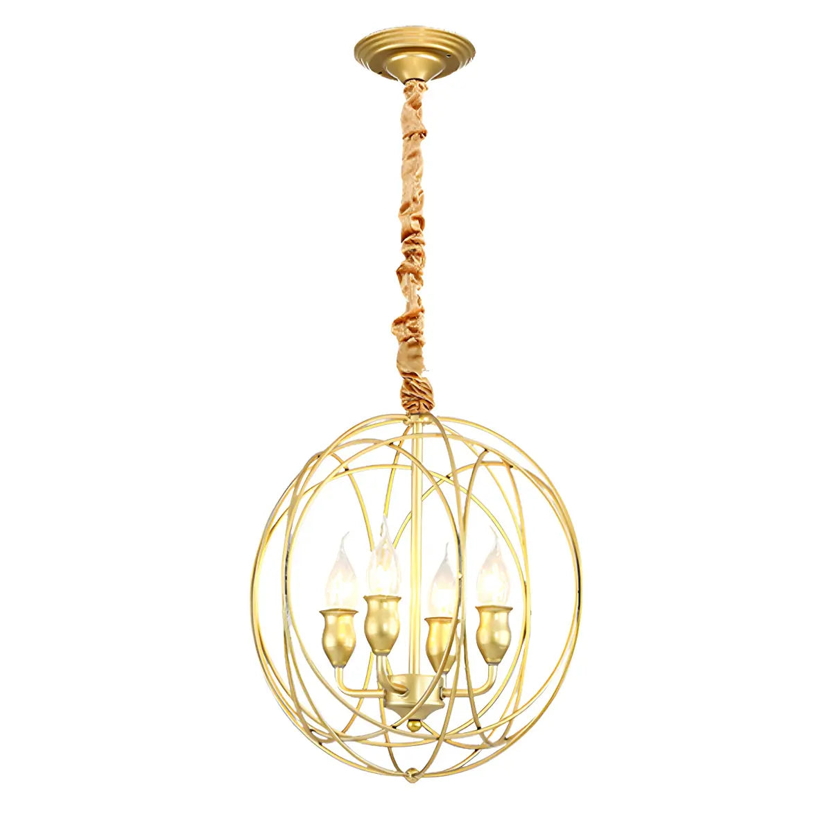 Orb Black Iron Candle Adjustable Height Foyer Chandelier Image - 11