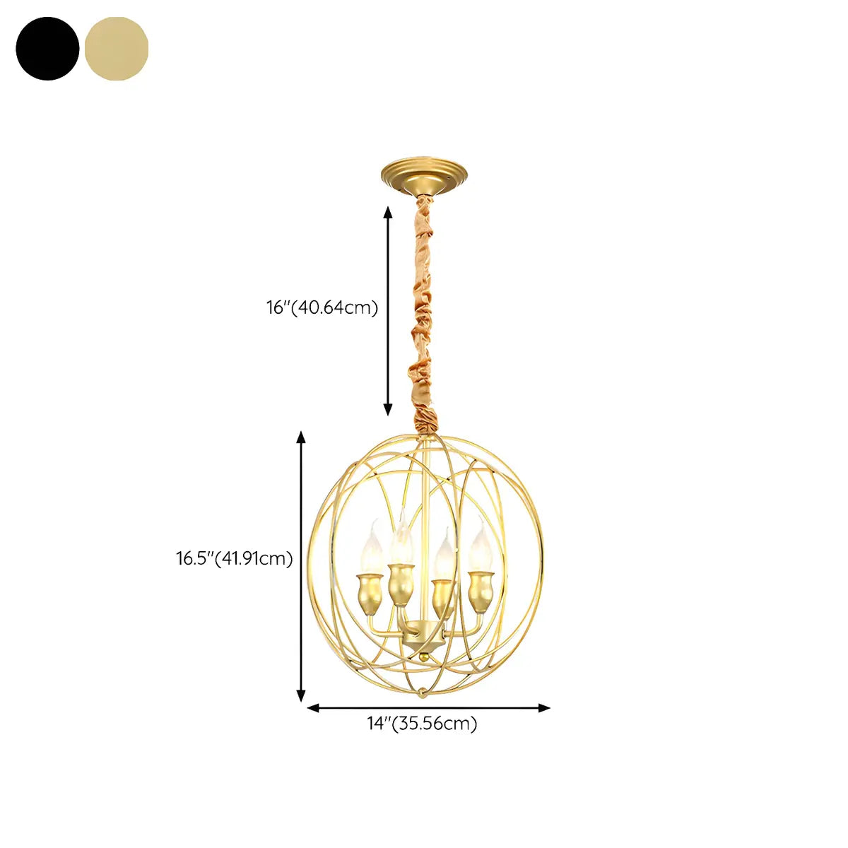 Orb Black Iron Candle Adjustable Height Foyer Chandelier