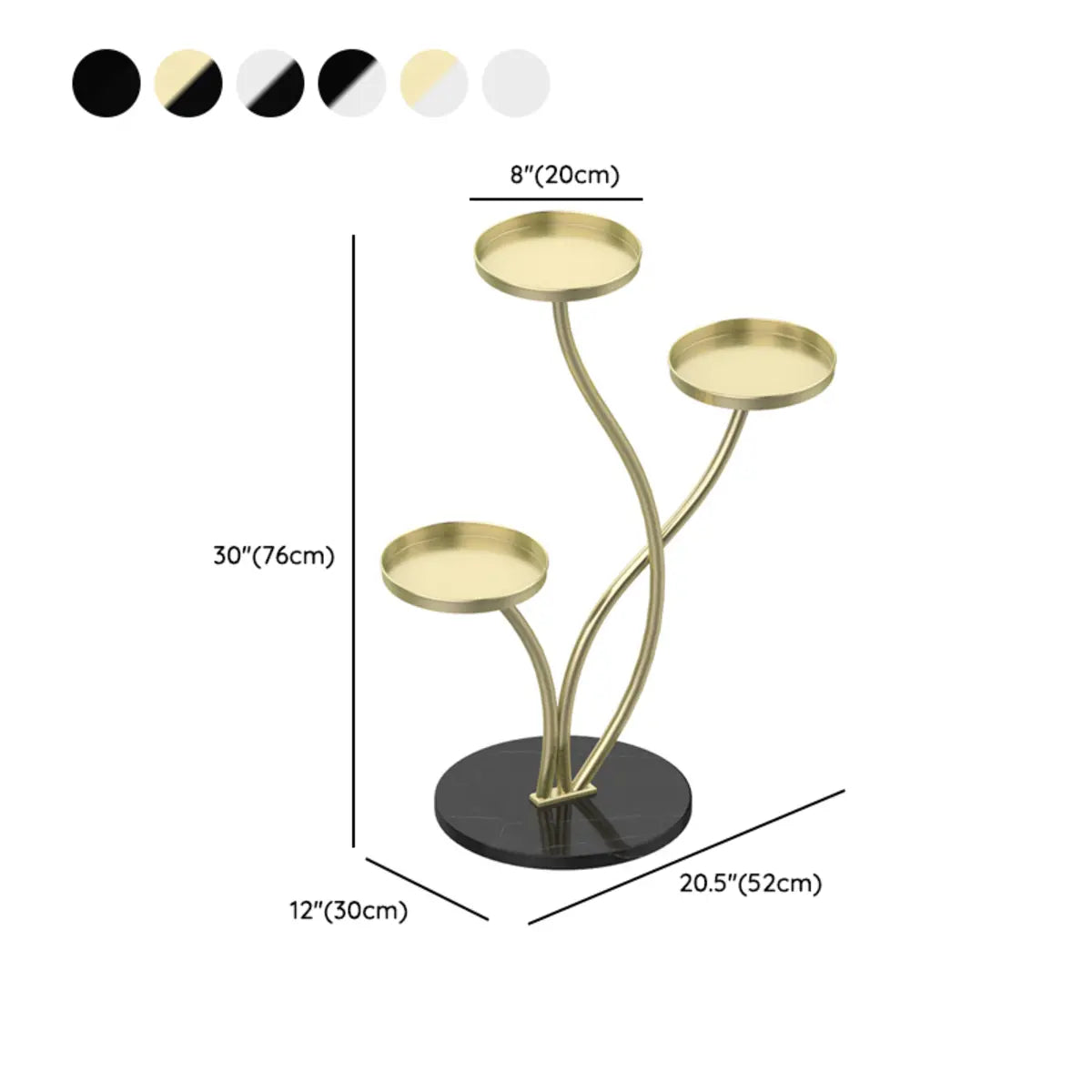 Orbicular 3-Tier Stone Floor Pedestal Plant Stand Gold