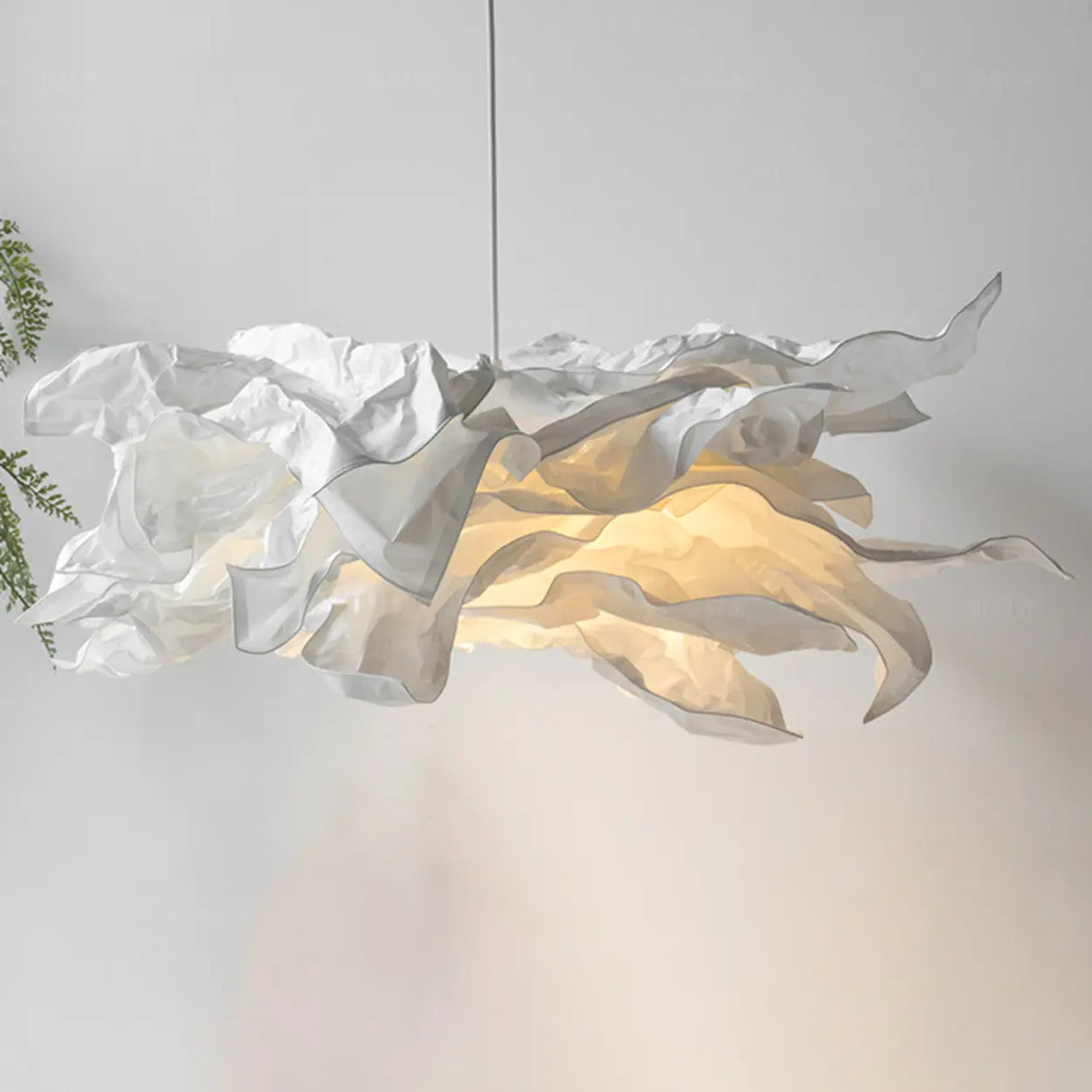 Organic Abstract Paper White 1-Light Pendant Light Image - 11