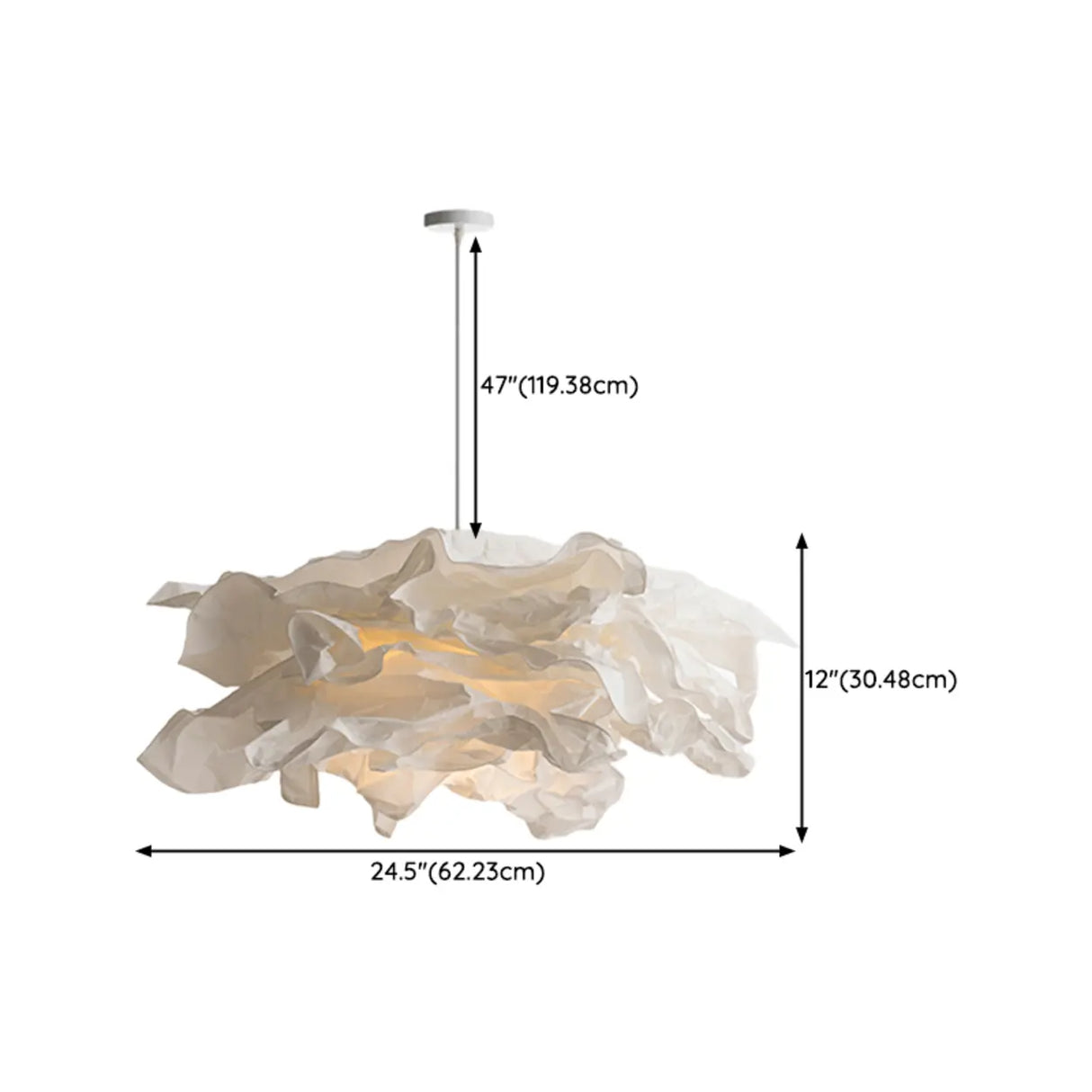 Organic Abstract Paper White 1-Light Pendant Light Image - 13