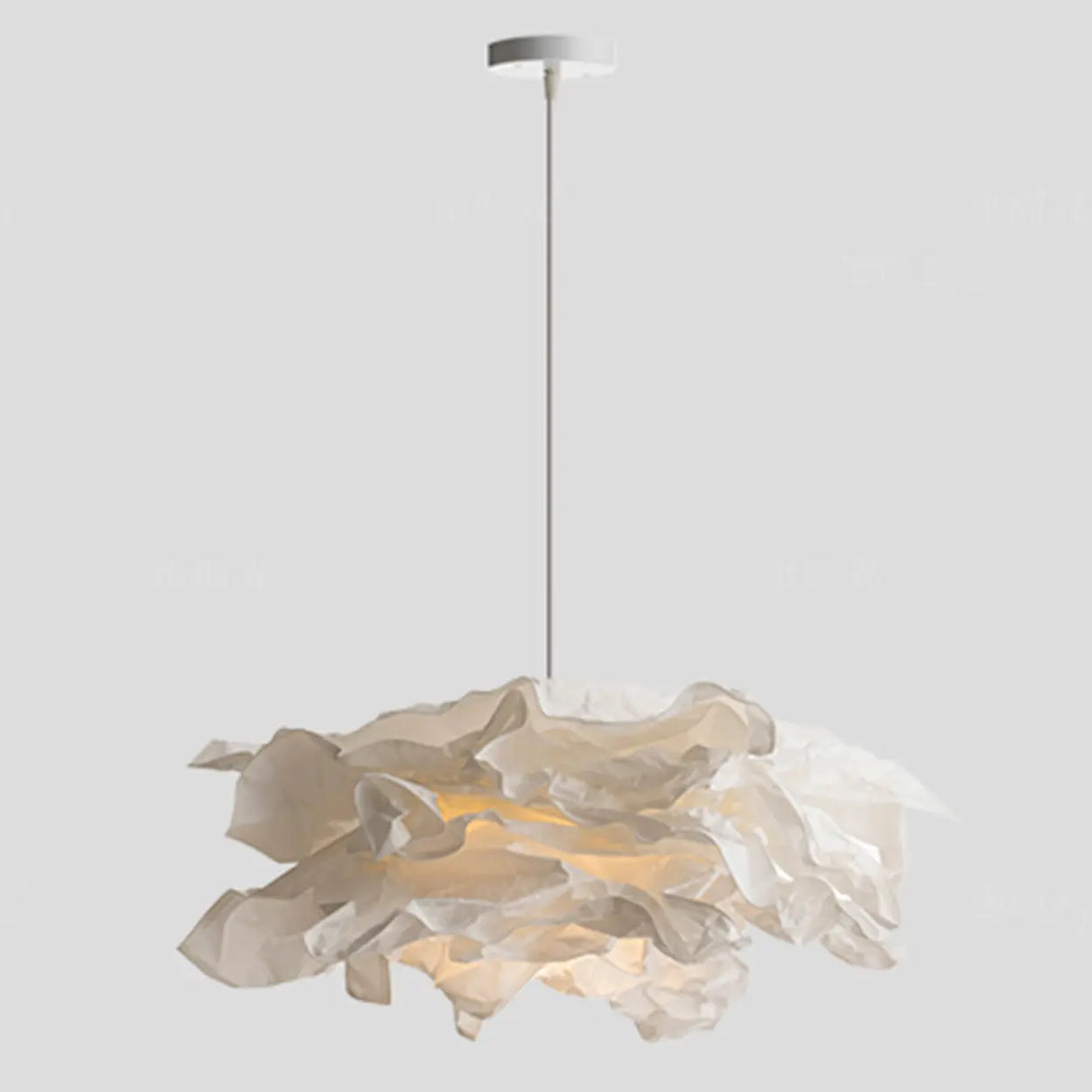 Organic Abstract Paper White 1-Light Pendant Light Image - 2