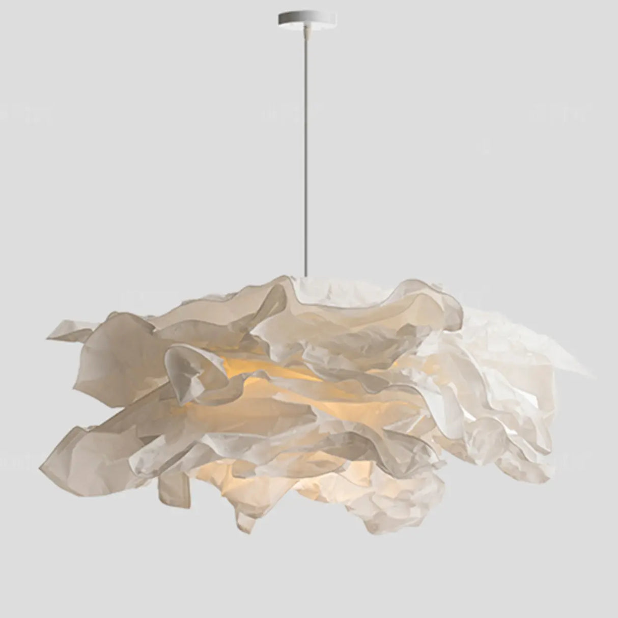 Organic Abstract Paper White 1-Light Pendant Light Image - 3