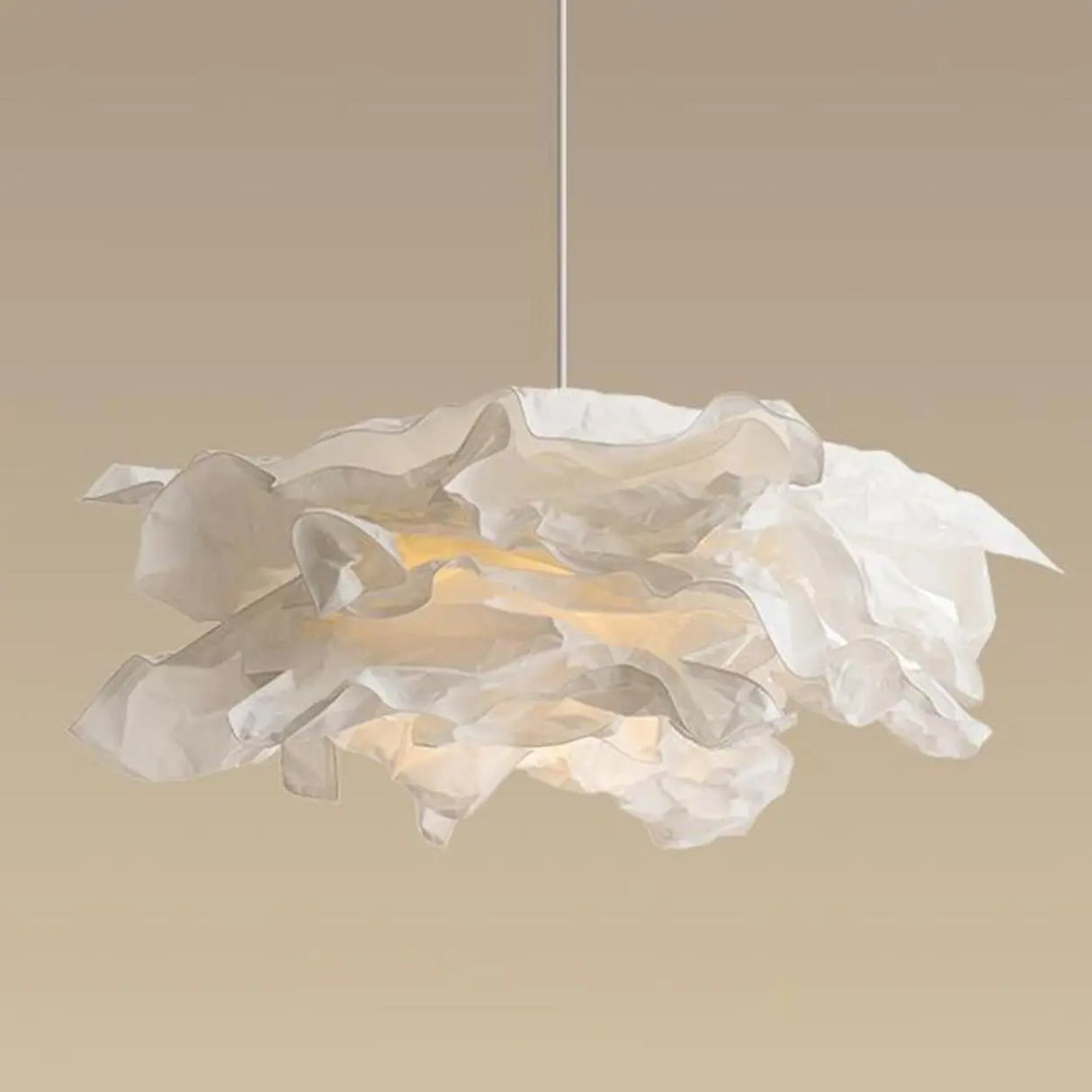 Organic Abstract Paper White 1-Light Pendant Light Image - 6