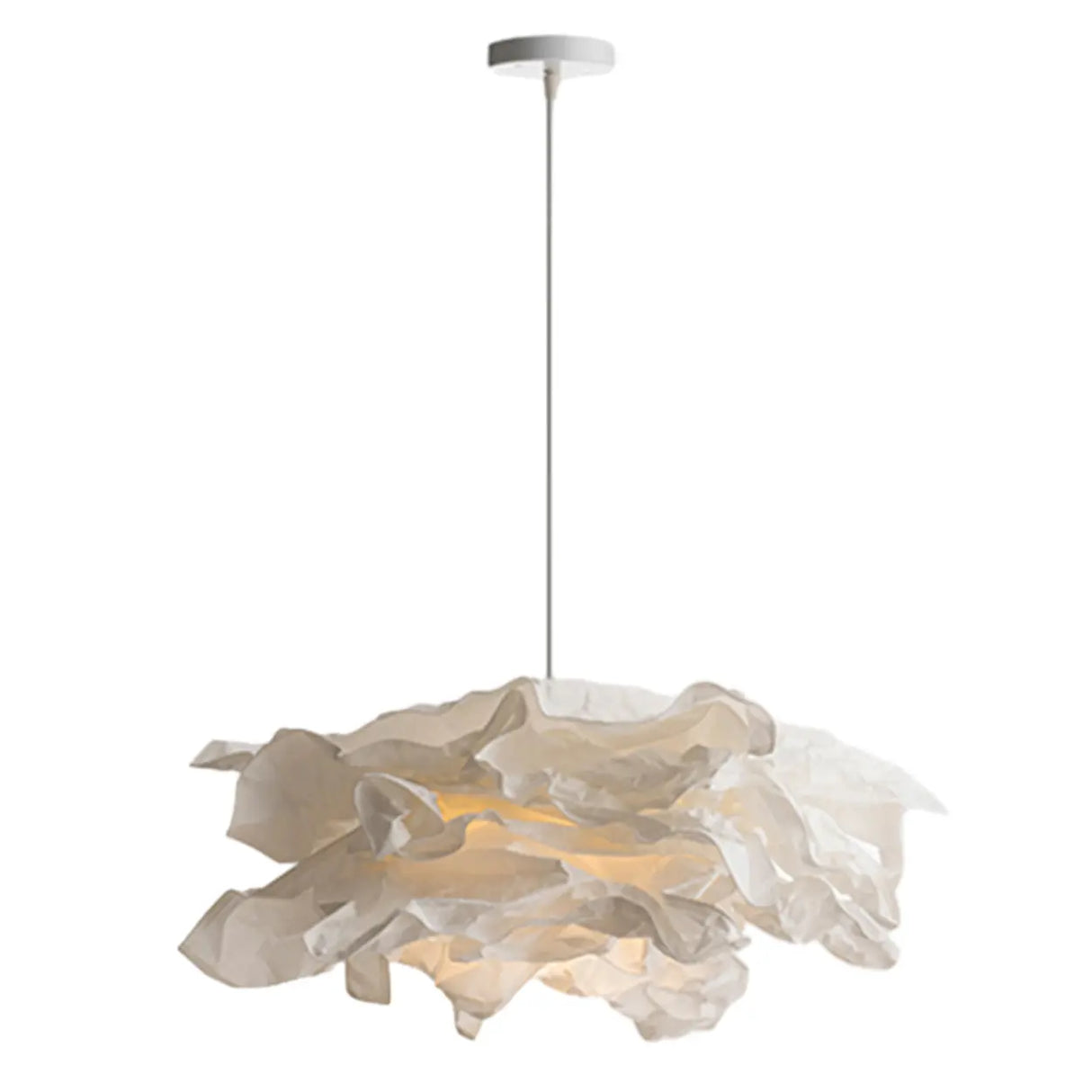 Organic Abstract Paper White 1-Light Pendant Light Image - 7