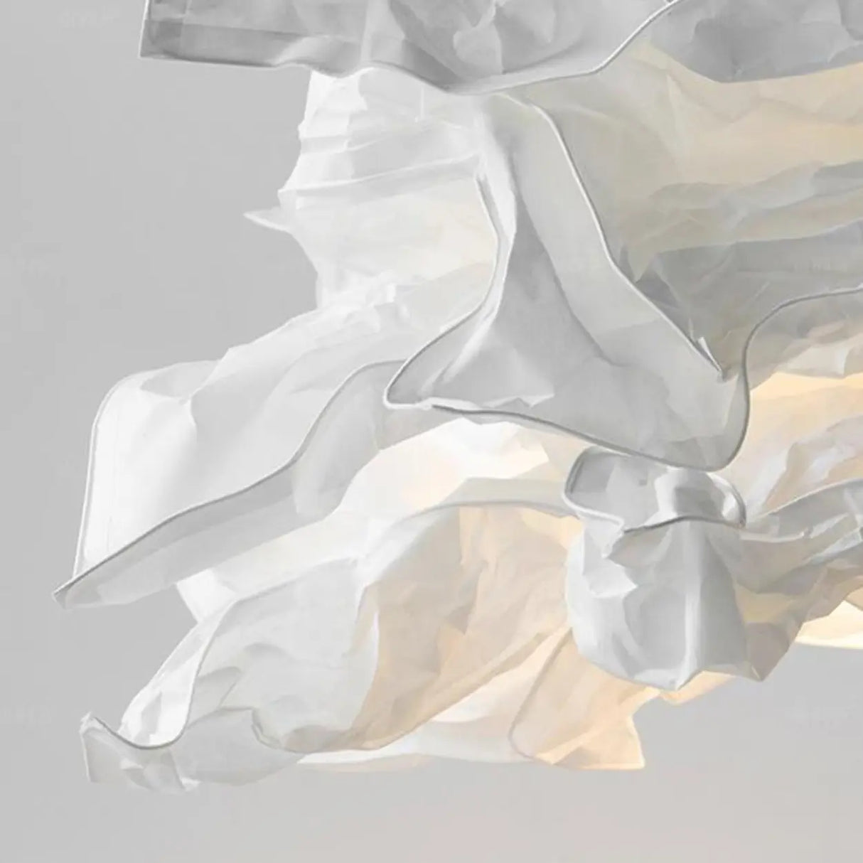 Organic Abstract Paper White 1-Light Pendant Light Image - 9