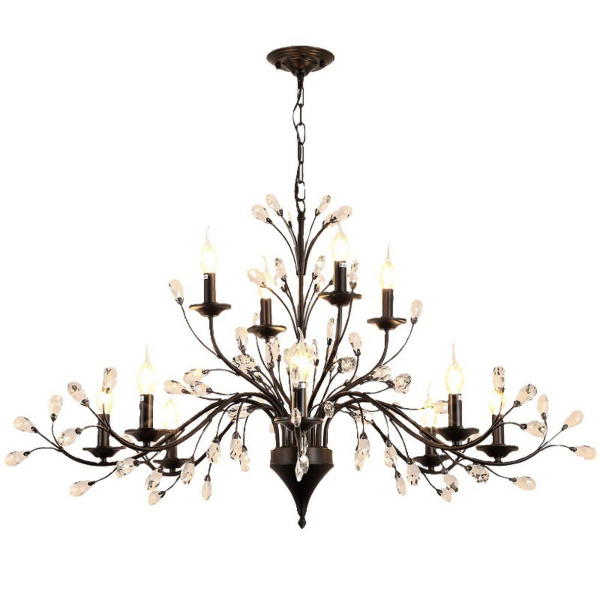 Organic Art Deco Branch Tree Candle Crystal Chandelier Image - 10