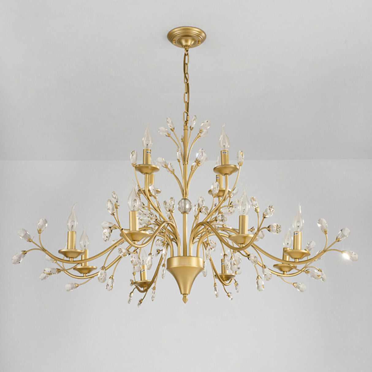 Organic Art Deco Branch Tree Candle Crystal Chandelier Image - 11