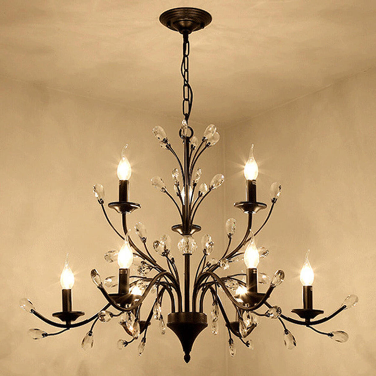 Organic Art Deco Branch Tree Candle Crystal Chandelier Image - 17