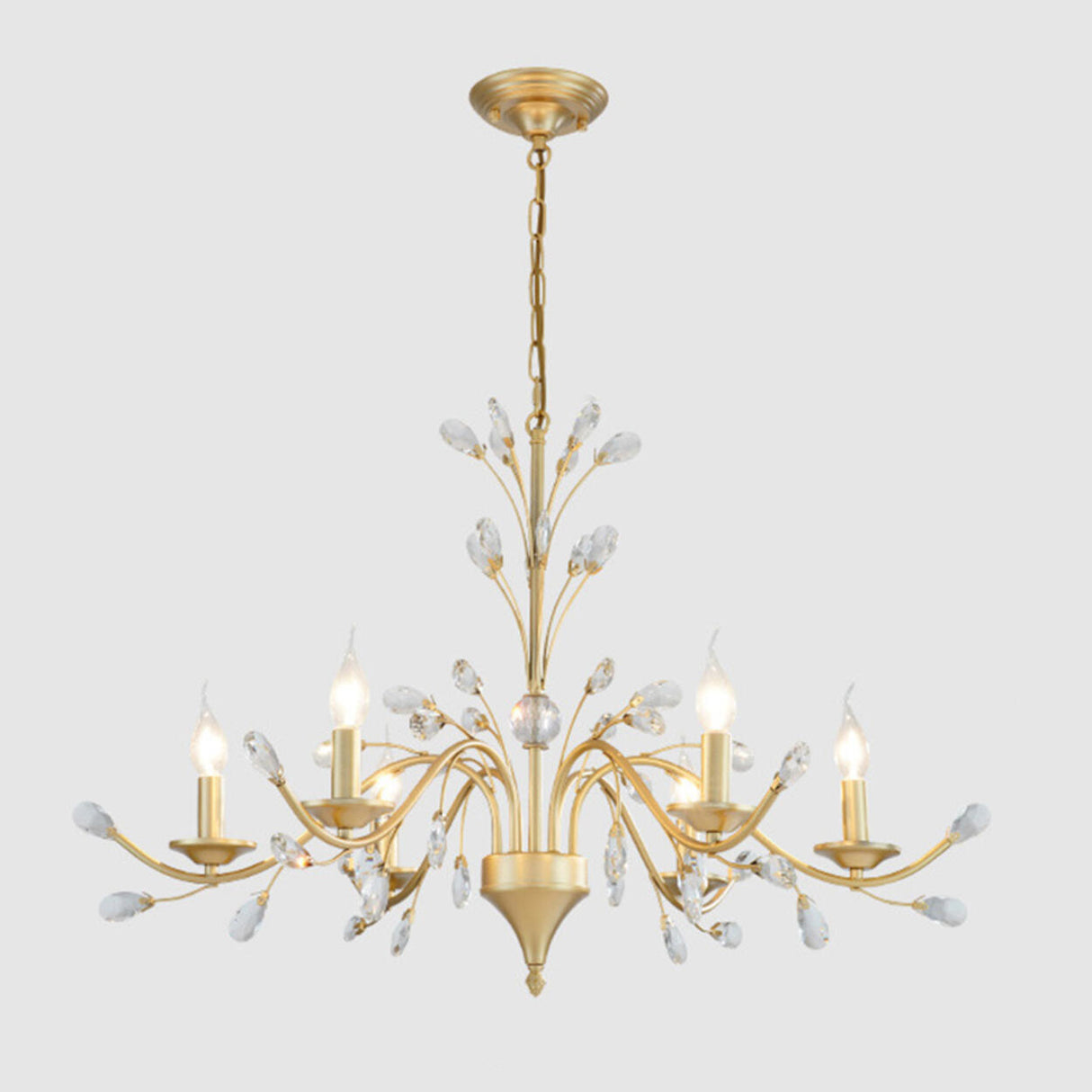 Organic Art Deco Branch Tree Candle Crystal Chandelier Image - 2