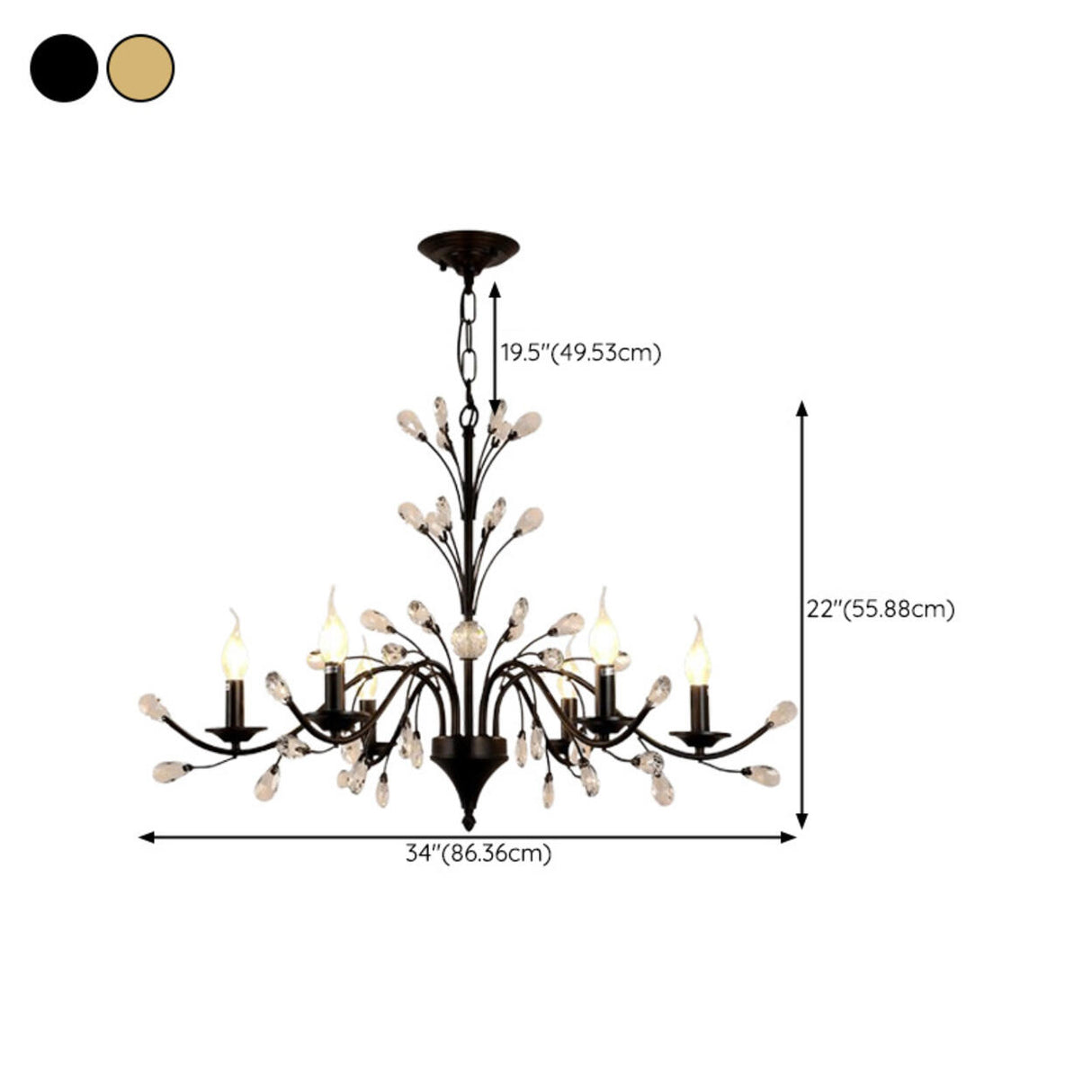 Organic Art Deco Branch Tree Candle Crystal Chandelier