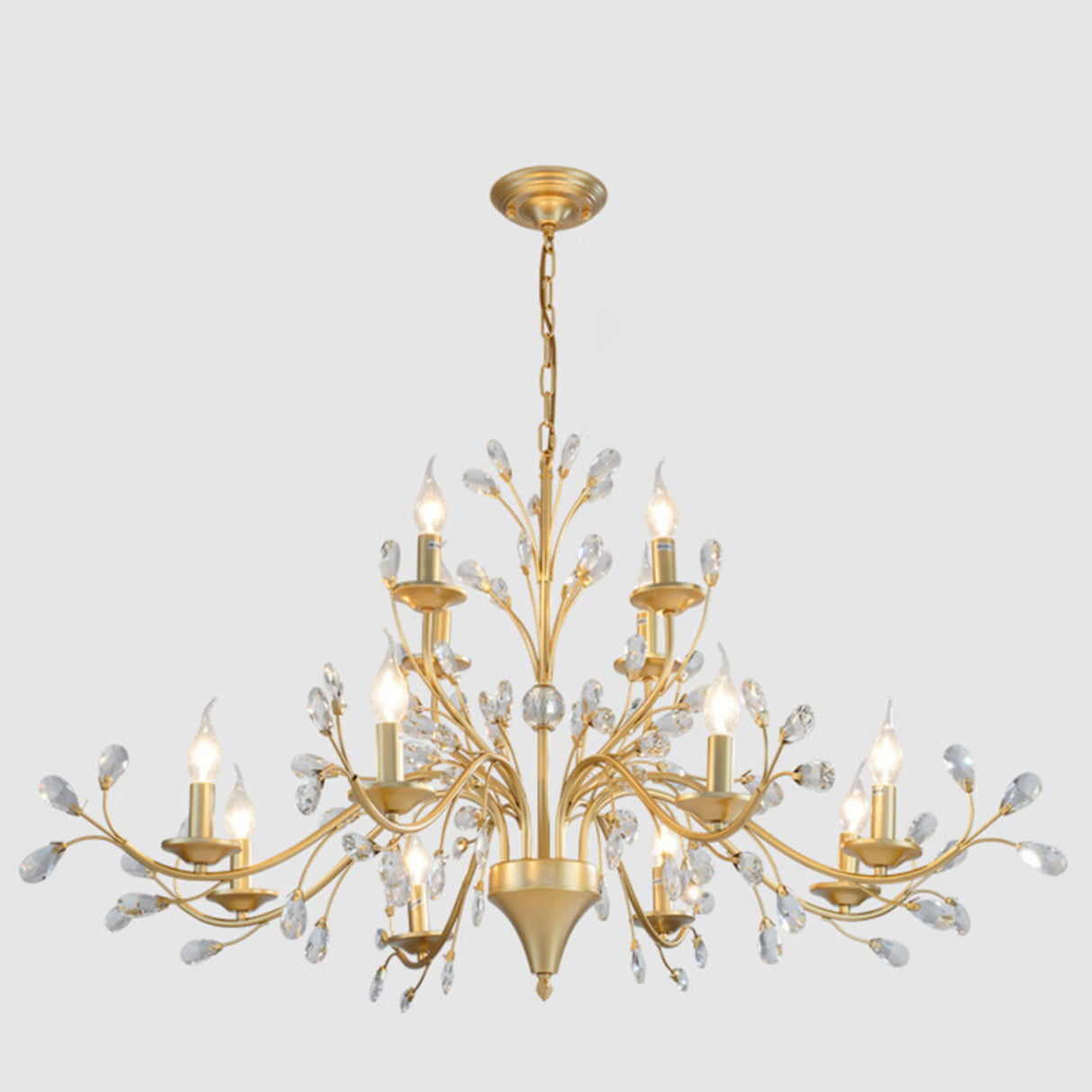Organic Art Deco Branch Tree Candle Crystal Chandelier Image - 5