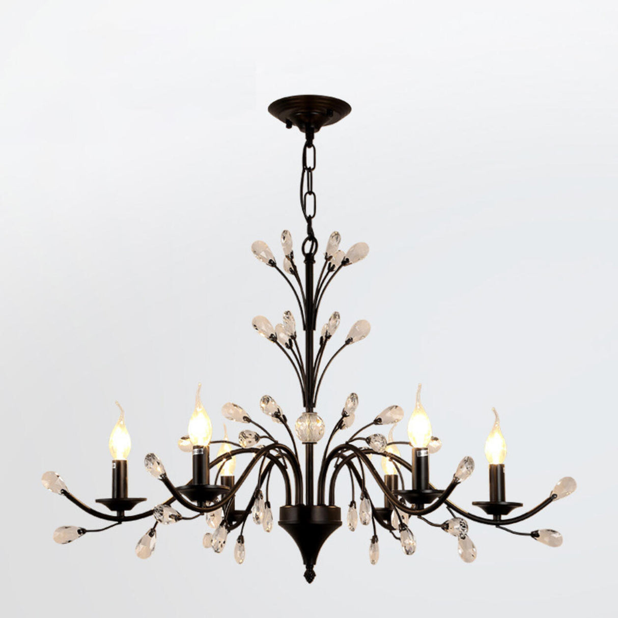 Organic Art Deco Branch Tree Candle Crystal Chandelier Image - 9