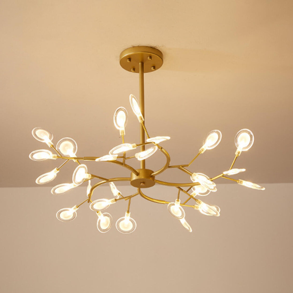 Organic Gold Branch Sputnik Acrylic Chandelier Image - 11