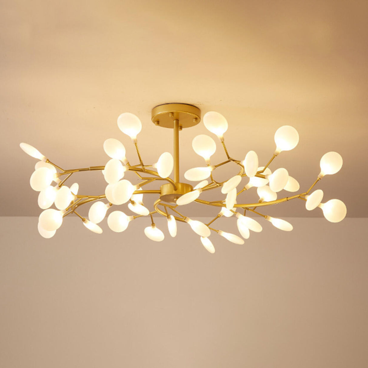 Organic Gold Branch Sputnik Acrylic Chandelier Image - 14