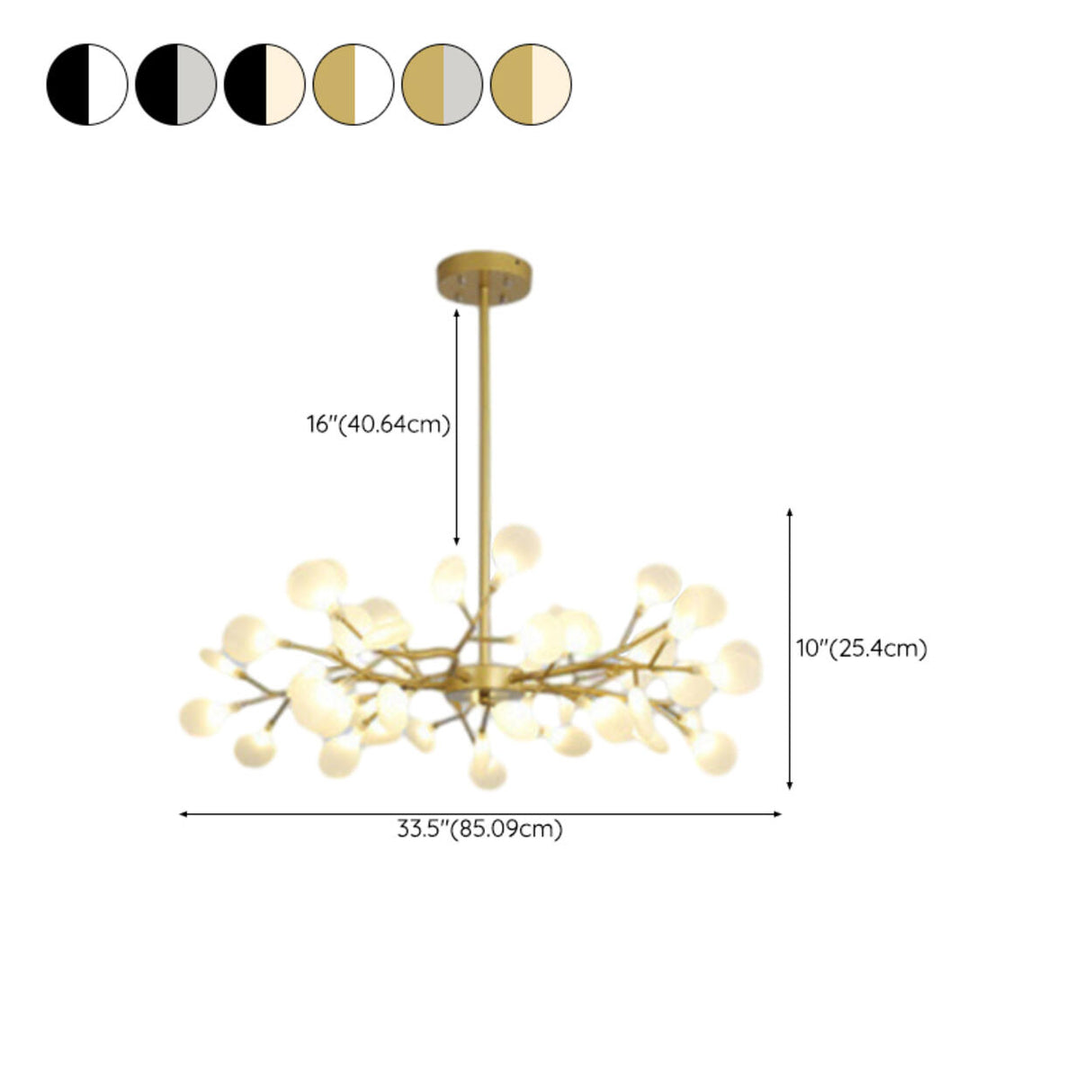 Organic Gold Branch Sputnik Acrylic Chandelier Image - 34