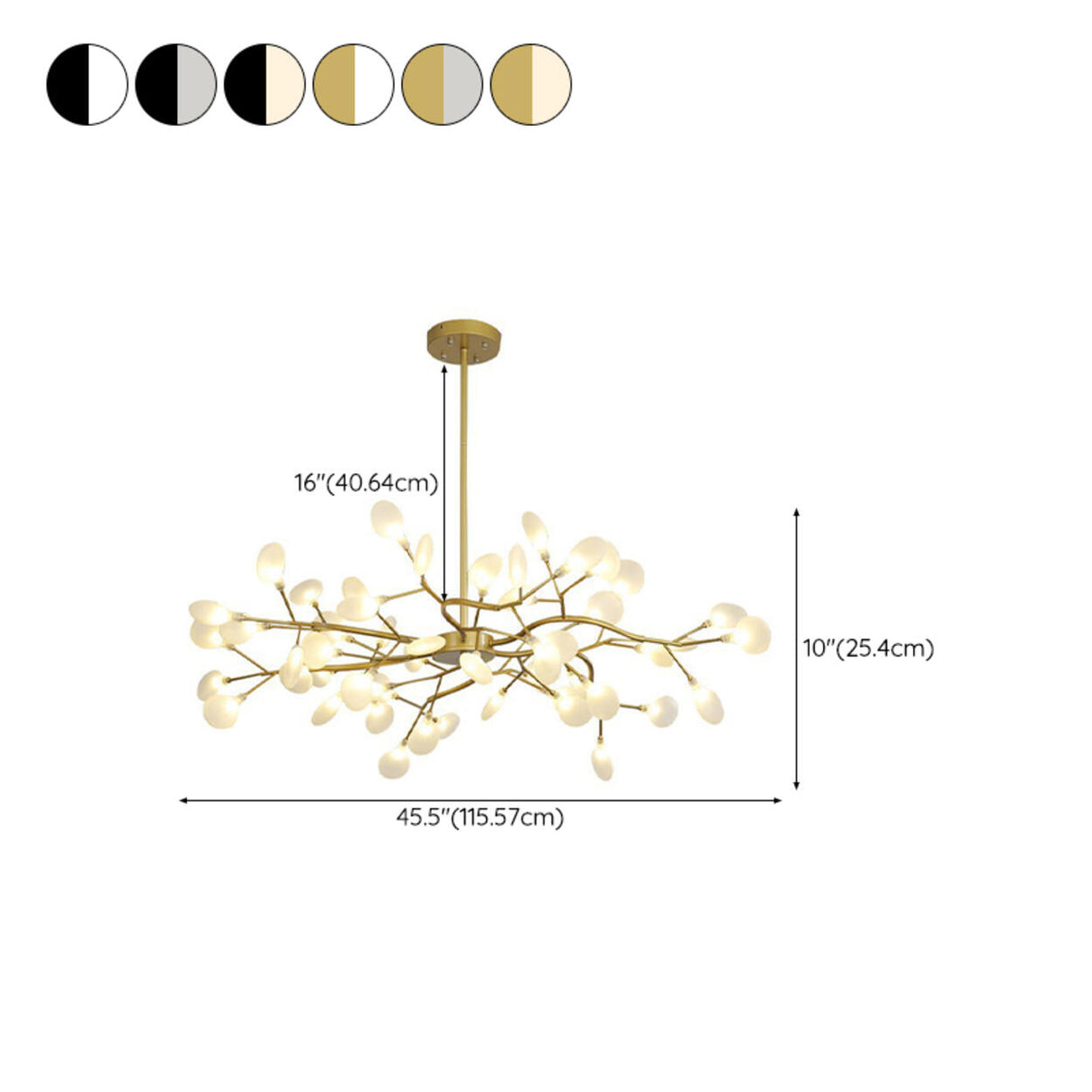 Organic Gold Branch Sputnik Acrylic Chandelier Image - 35