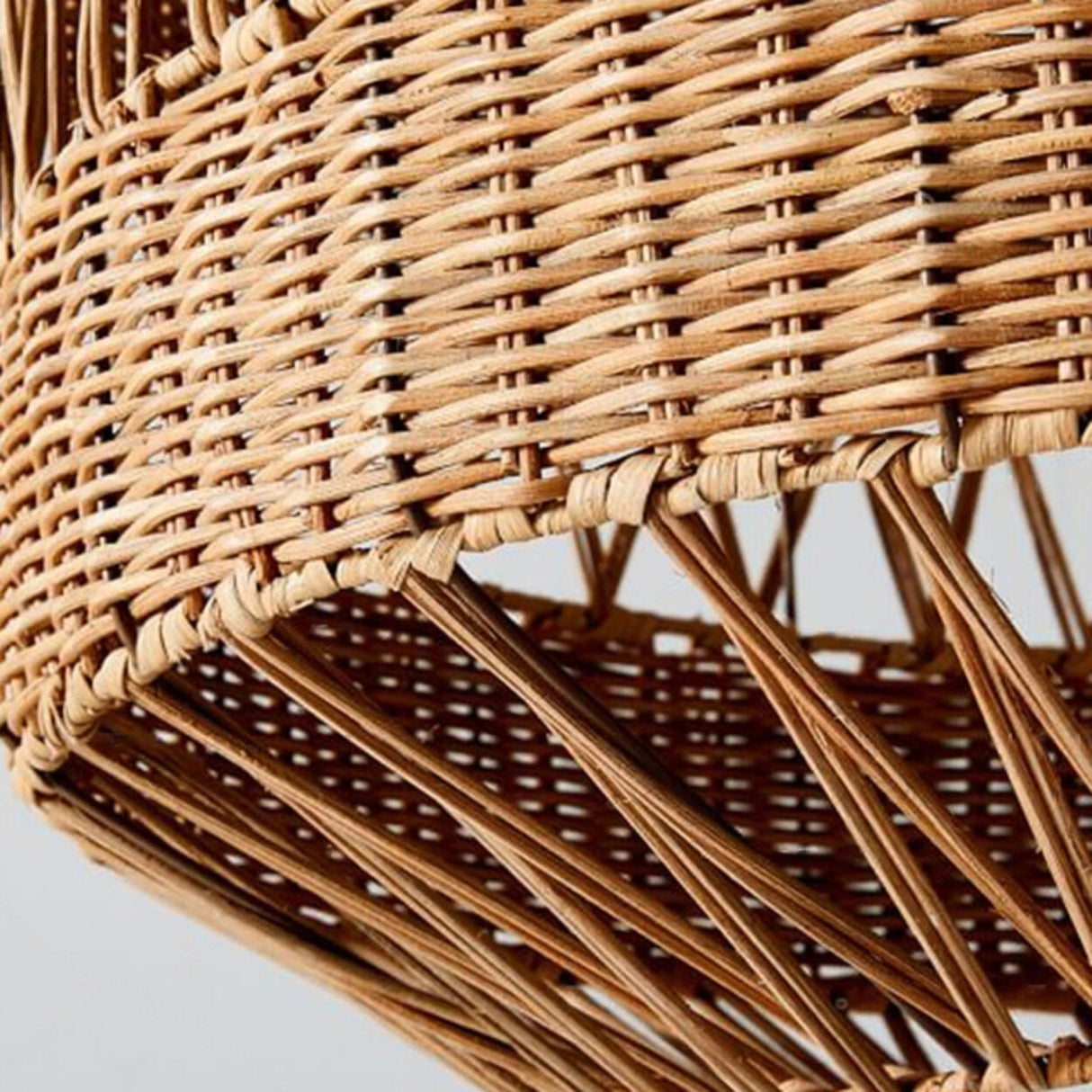 Oriental Drum Rattan Wood Living Room Pendant Light Image - 11