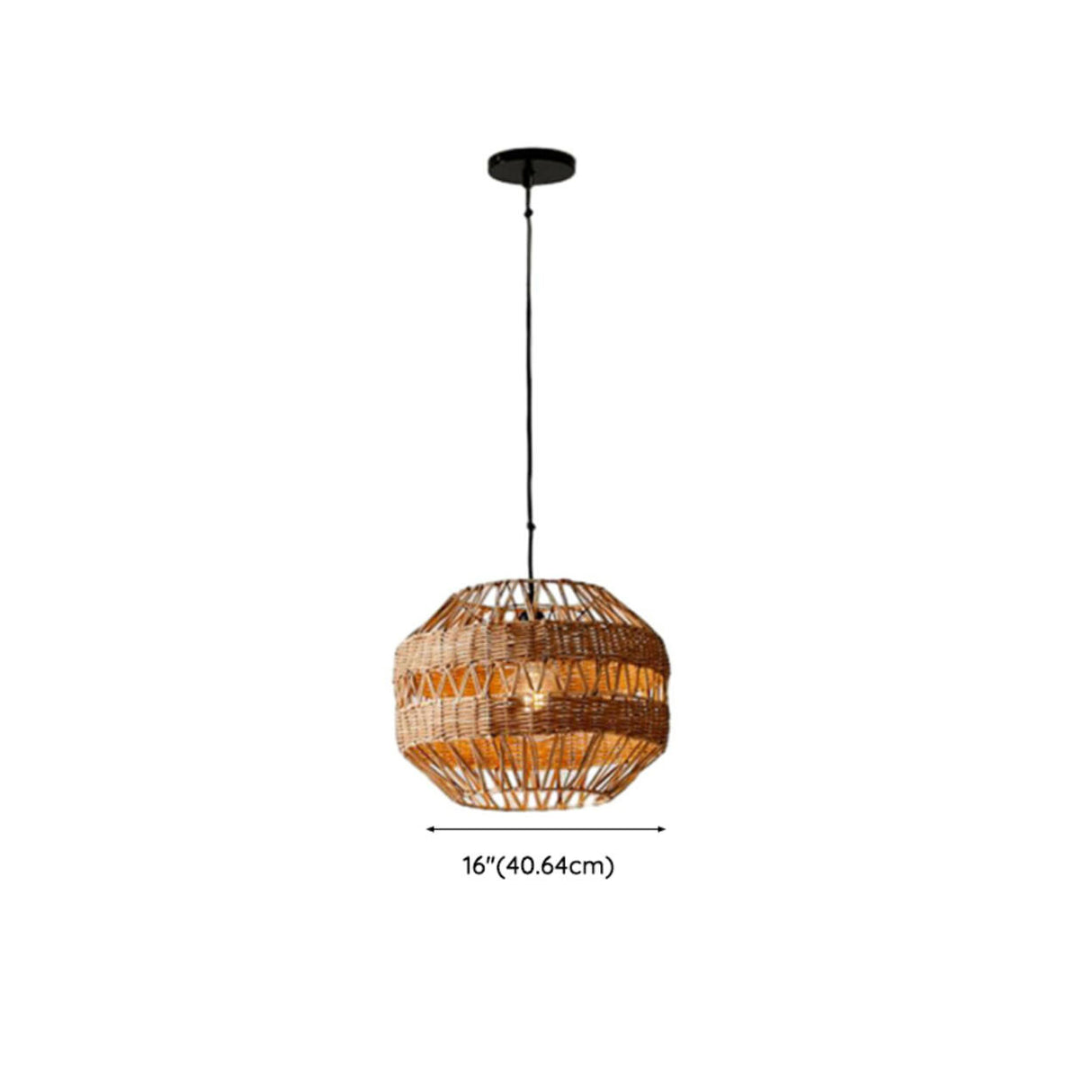 Oriental Drum Rattan Wood Living Room Pendant Light