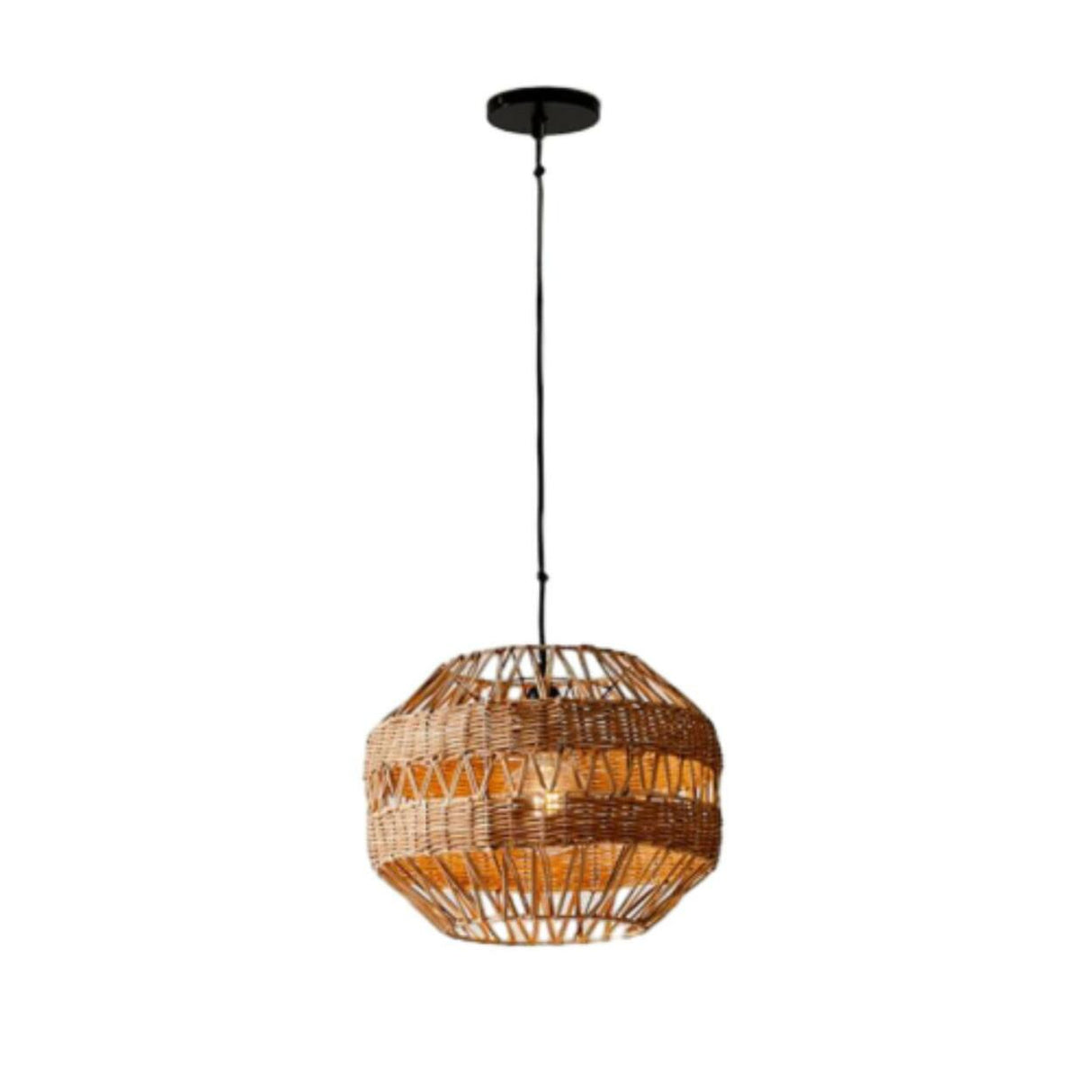 Oriental Drum Rattan Wood Living Room Pendant Light Image - 3