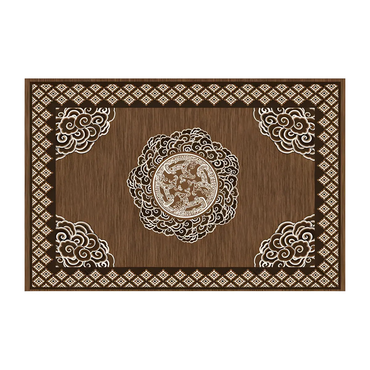 Oriental Floral Pattern Polyester Blue Area Rug Image - 10