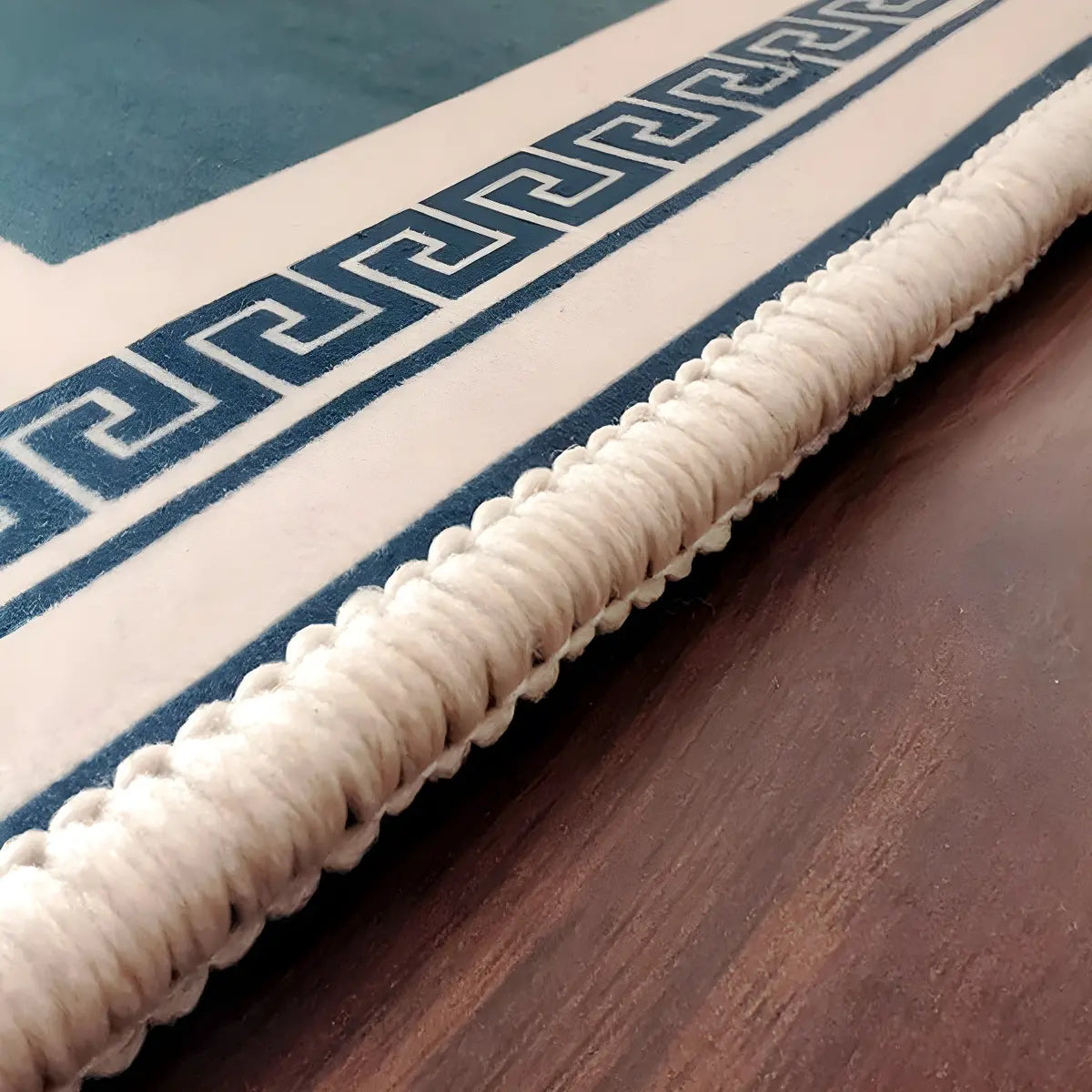 Oriental Floral Pattern Polyester Blue Area Rug Image - 16