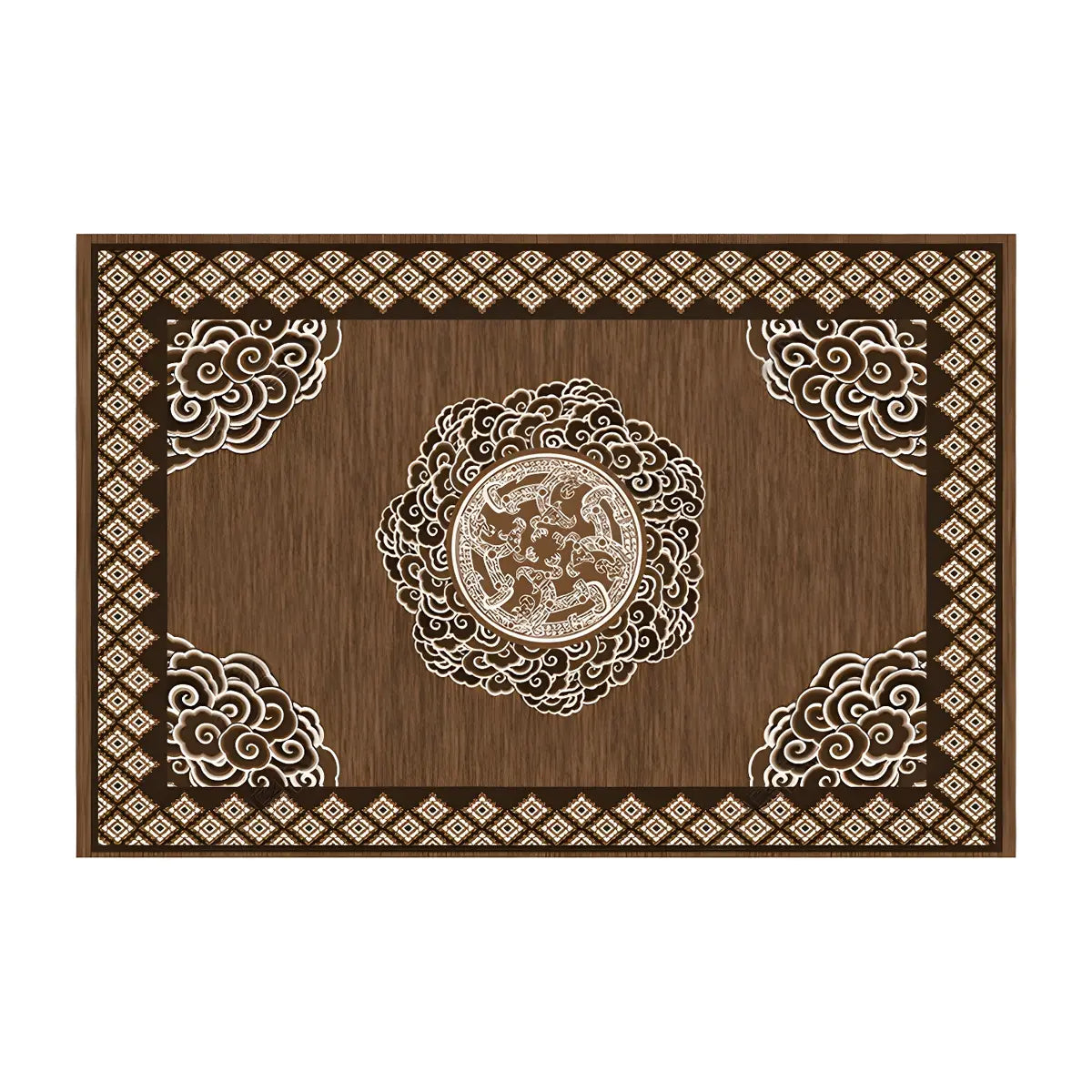 Oriental Floral Pattern Polyester Blue Area Rug Image - 9