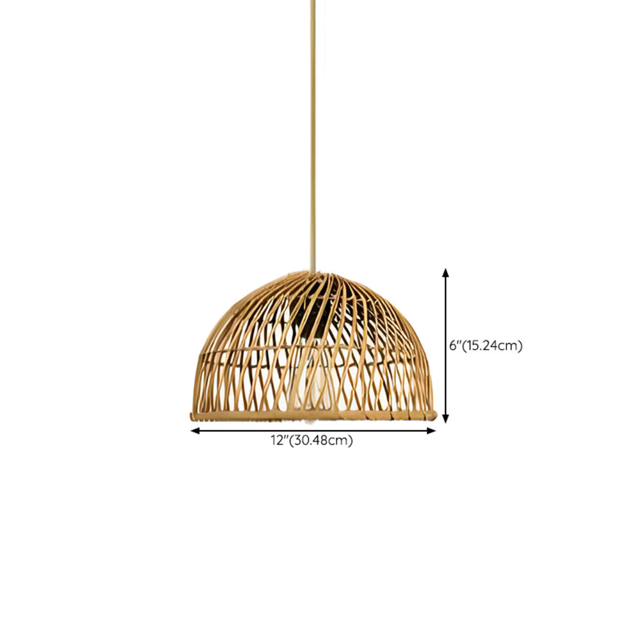 Oriental Hanging Round Natural Bamboo Pendant Light Image - 10