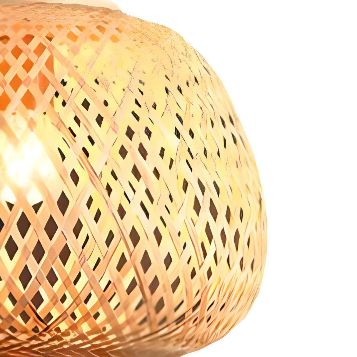 Oriental Hanging Round Natural Bamboo Pendant Light Image - 7