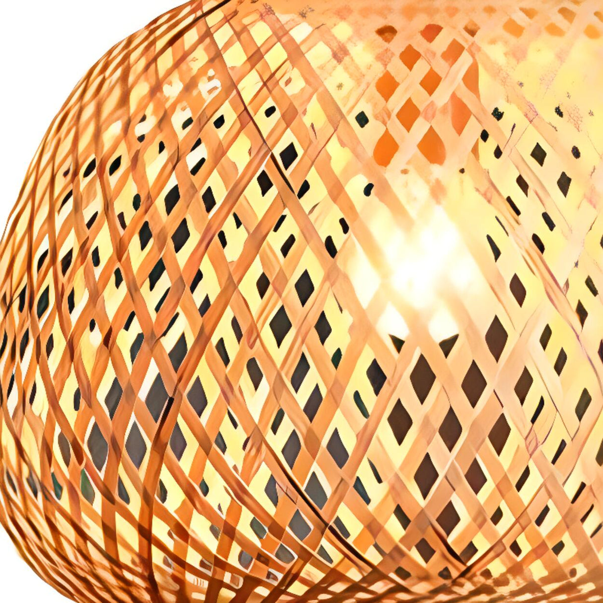 Oriental Hanging Round Natural Bamboo Pendant Light Image - 8