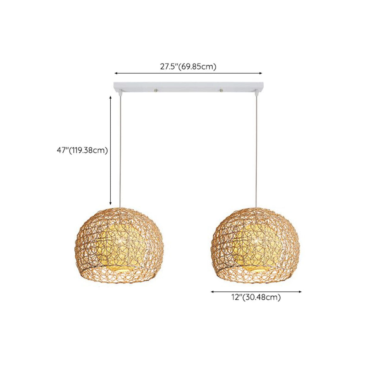 Oriental Rattan Wood Round Drum LED Pendant Light Image - 14