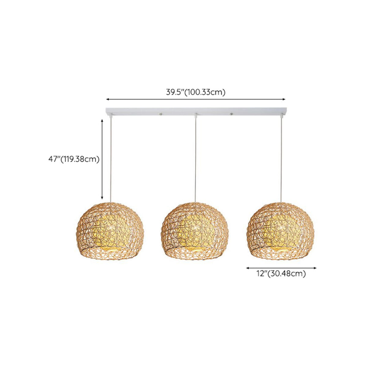 Oriental Rattan Wood Round Drum LED Pendant Light Image - 15