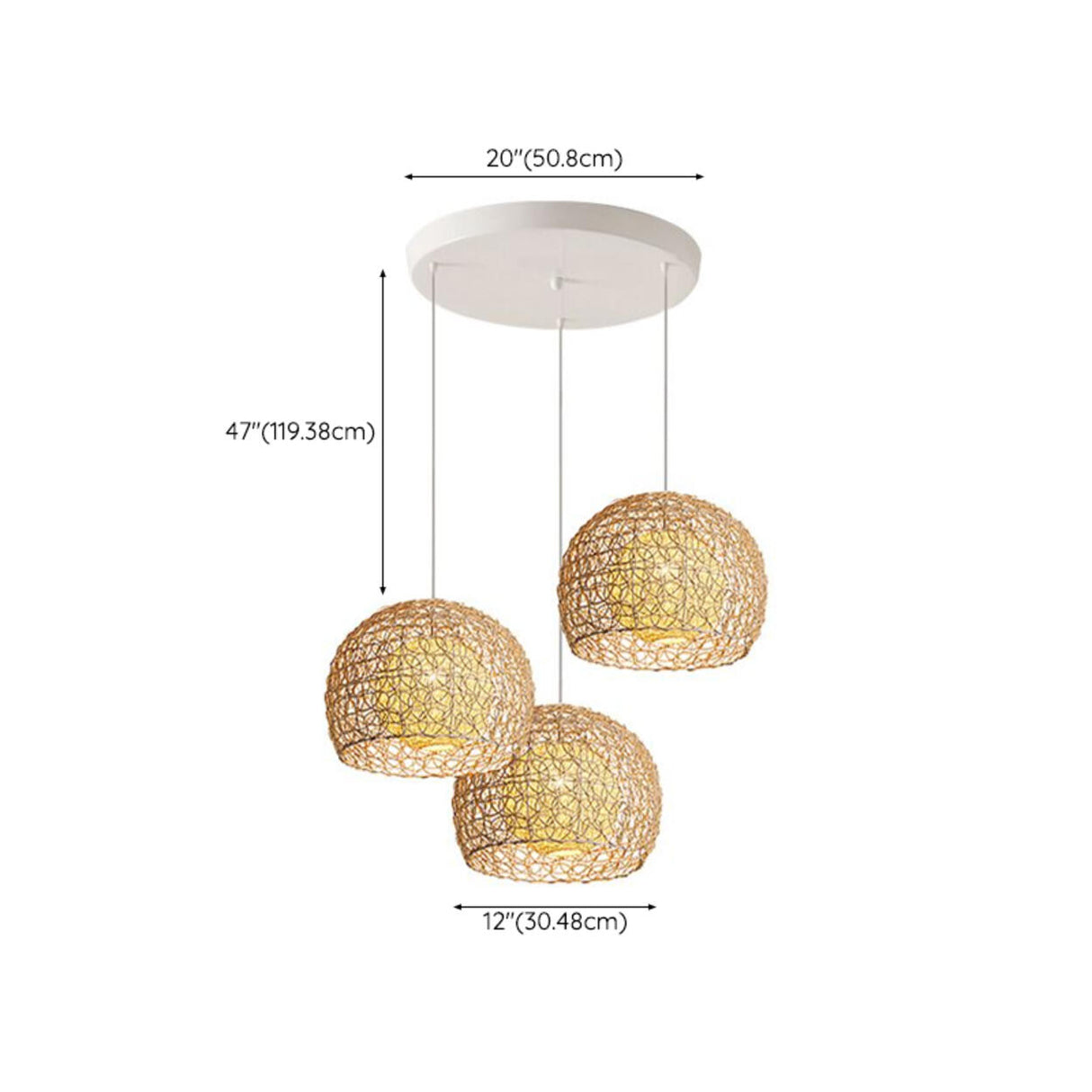 Oriental Rattan Wood Round Drum LED Pendant Light Image - 16