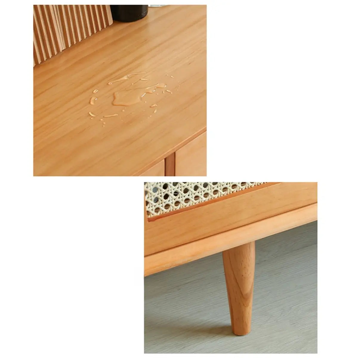 Oriental Wood Rattan Natural Large Storage Sideboard Image - 10