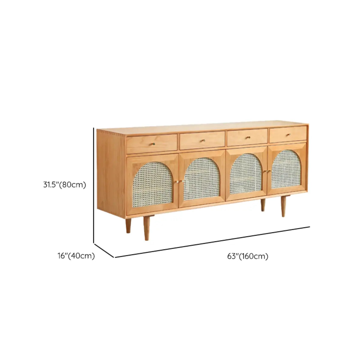 Oriental Wood Rattan Natural Large Storage Sideboard